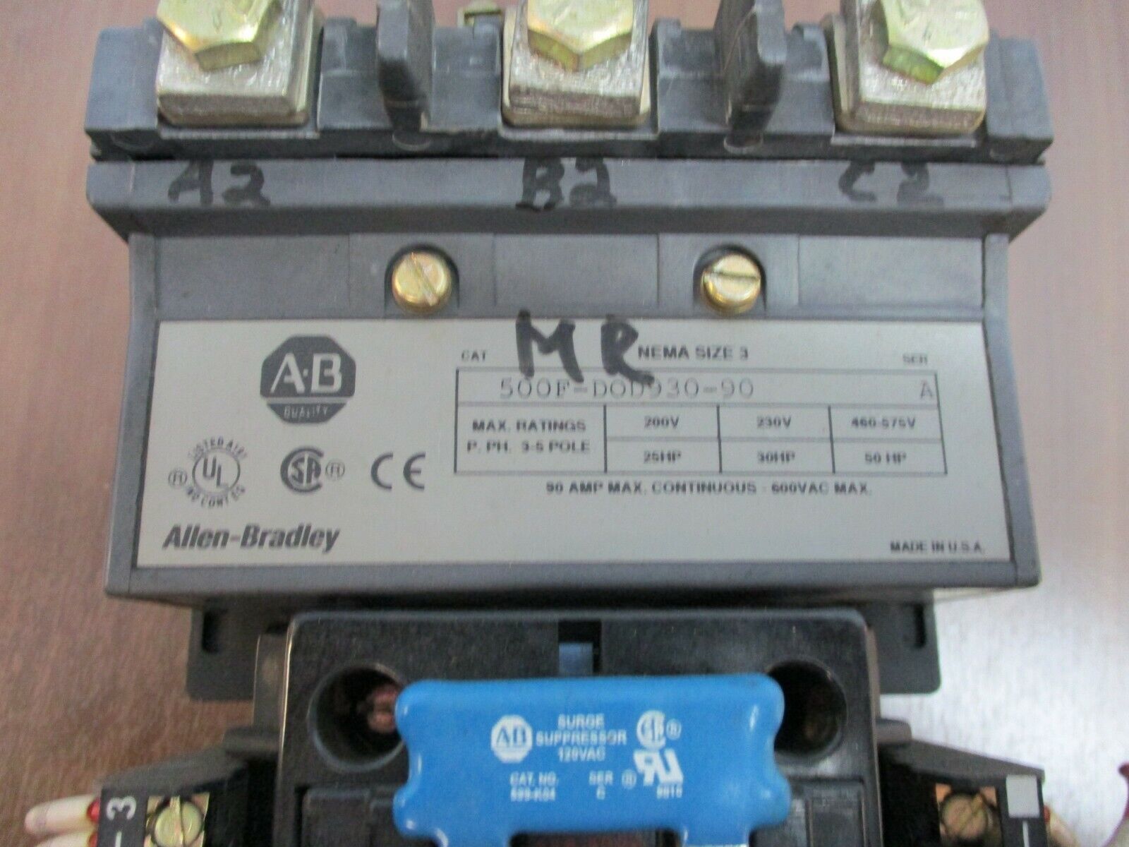 Allen-Bradley Size 3 Starter 500F-DOD930-90 115-120V Coil 90A 600V Used