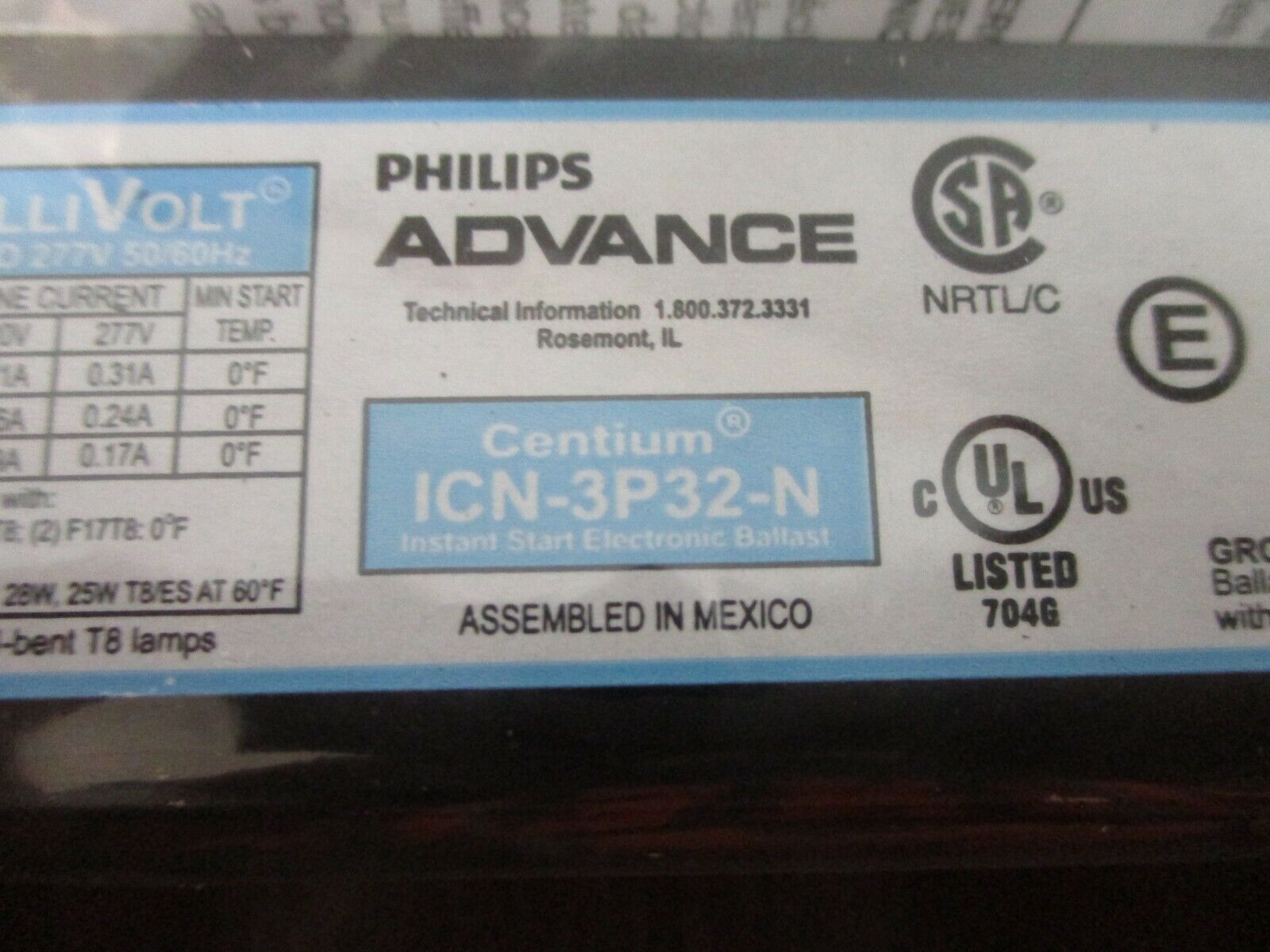 Philips Advance Centium Ballast ICN-3P32-N 120-277V 50/60Hz *Box of 5*