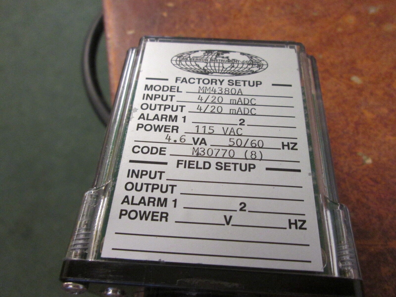 Wilkerson Isolated Transmitter MM4380A Input: 4/20 mADC Output: 4/20 mADC Used