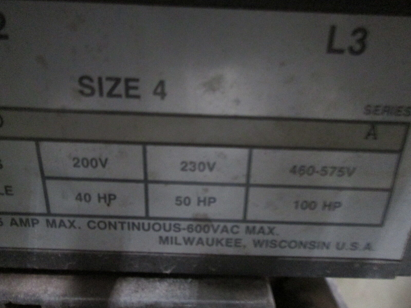 Allen-Bradley Size 4 Fusible Combination 509-EOD 135A 600V 460-480V Coil Used