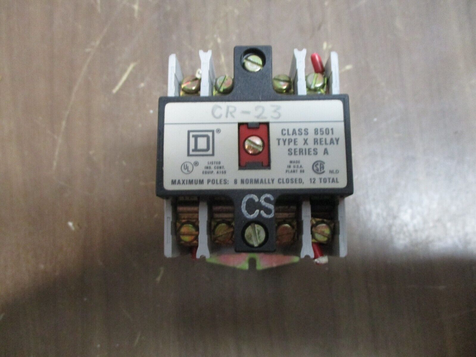 Square D Type X Relay 8501 X0 80 DS 120V Coil 20A Used