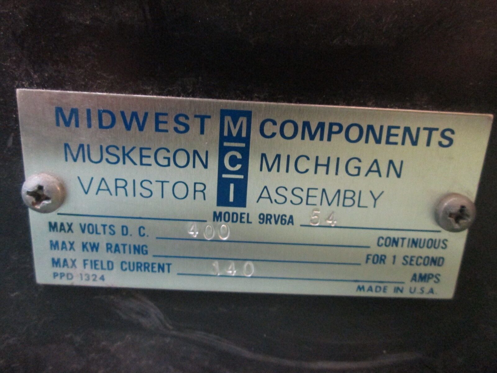 Midwest Components Varistor Assembly 9RV6A54 400VDC 140A Used