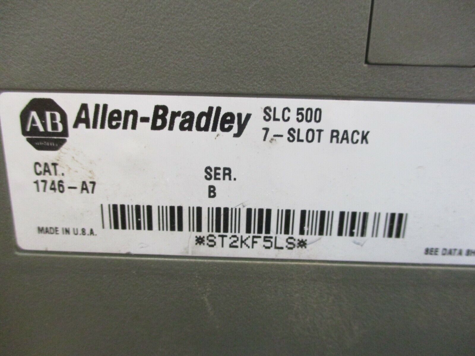 Allen-Bradley SLC 500 PLC Rack w/ Power Supply 1746-A7 / 1746-P1 7-Slot Used