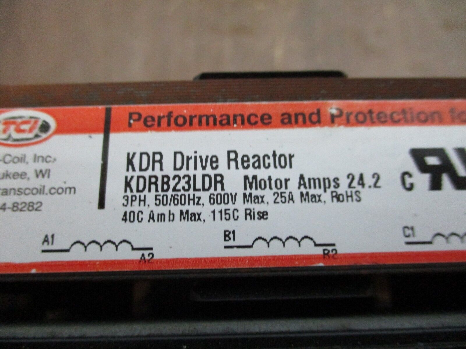 TCI KDR Drive Reactor KDRB23LDR 24.2A 3Ph 50/60Hz 600V Used