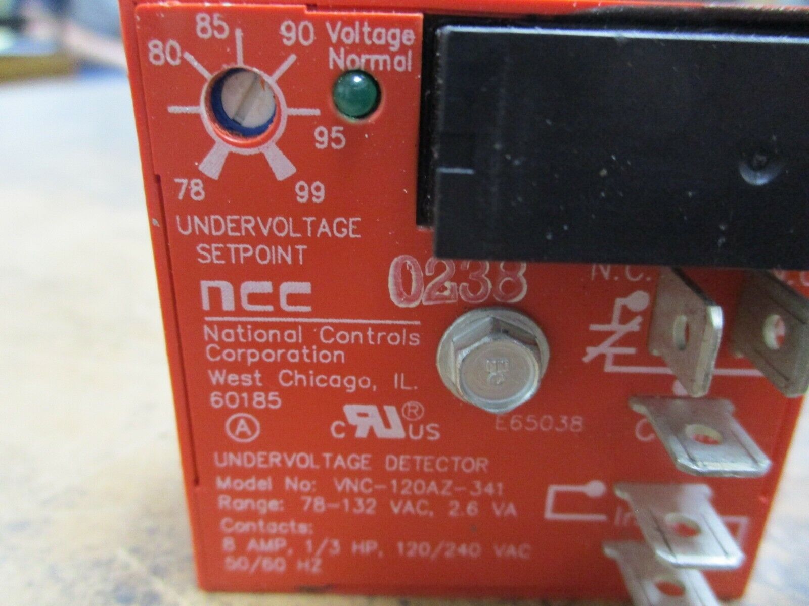 NCC Undervoltage Detector VNC-120AZ-341 78-132VAC 2.6VA Used