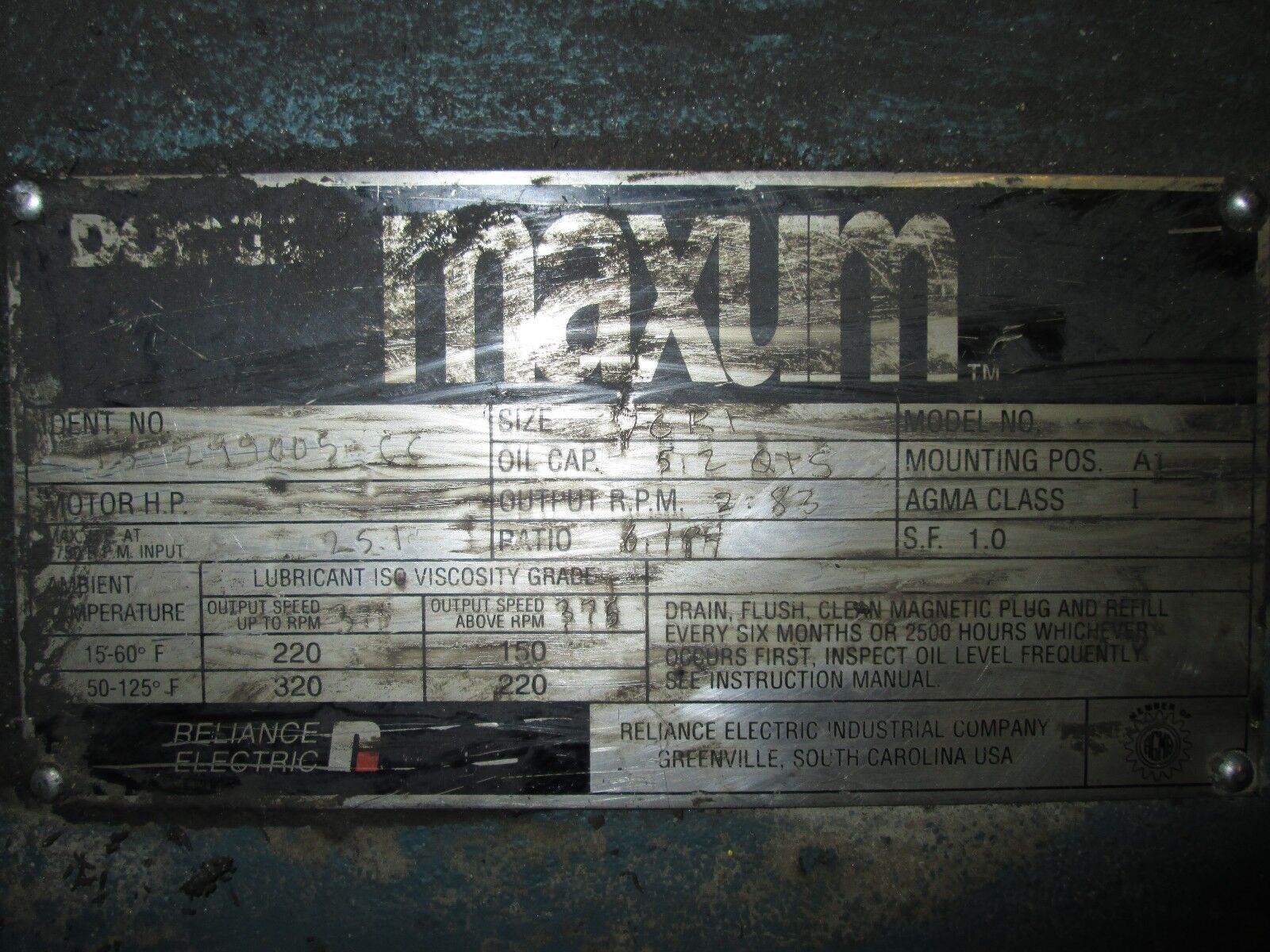 Dodge Maxum DCR 1 6.184 Ratio 25.1 HP 283 Output RPMs Used