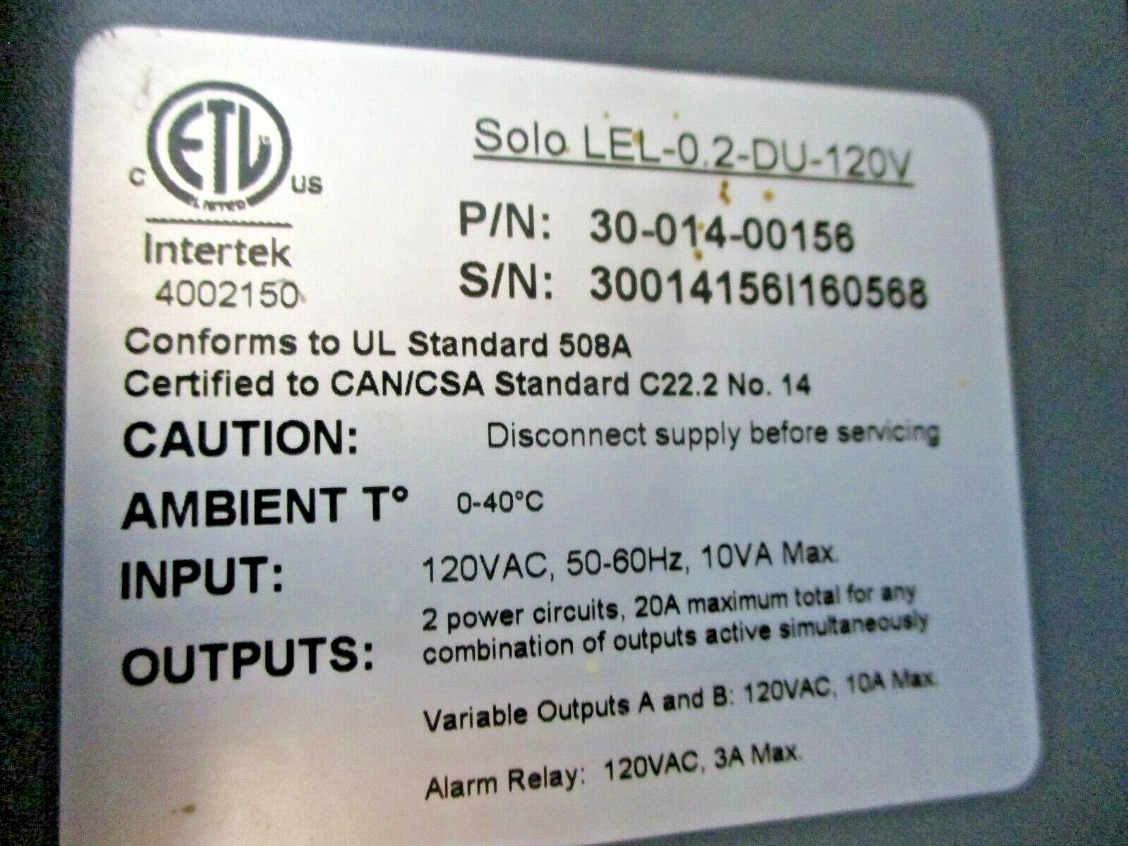 Once Solo LEL-0.2-DU-120V AgriShift Lighting Controller 30-014-00156 Used