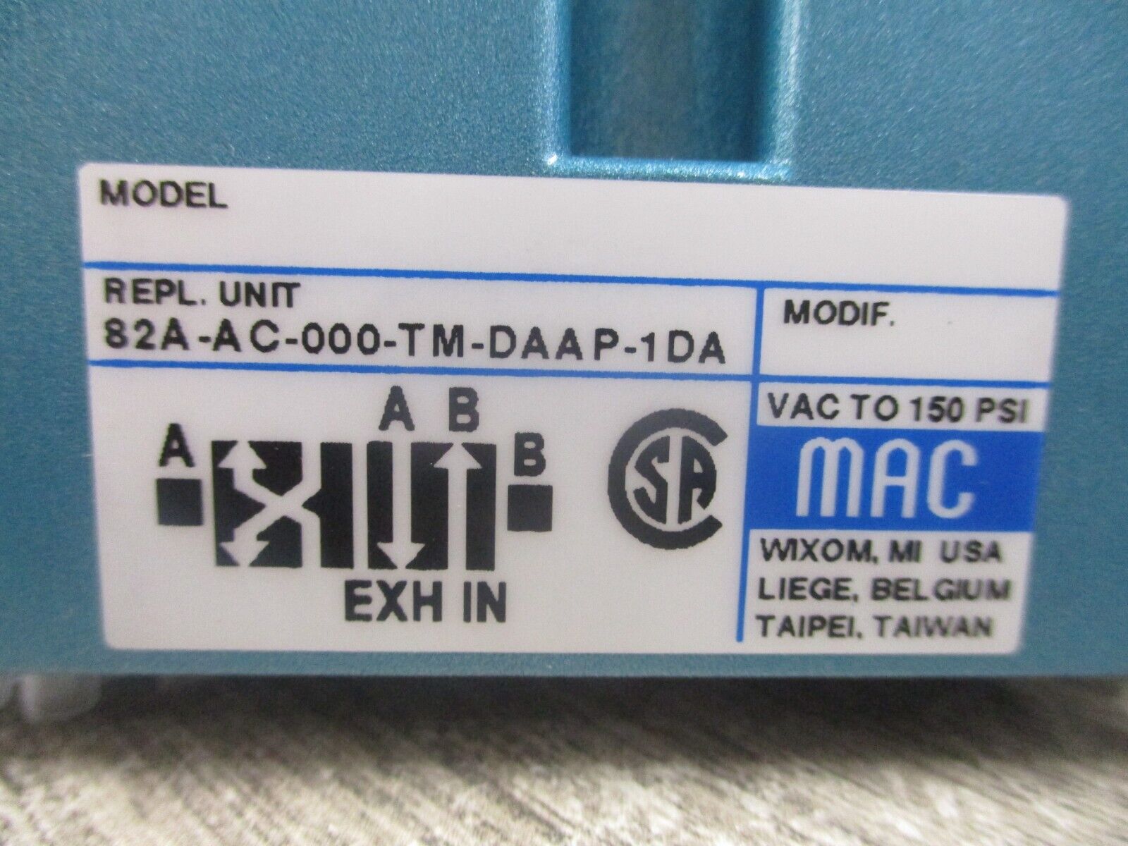 MAC Solenoid Valve 82A-AC-000-TM-DAAP-1DA *No Box* New Surplus
