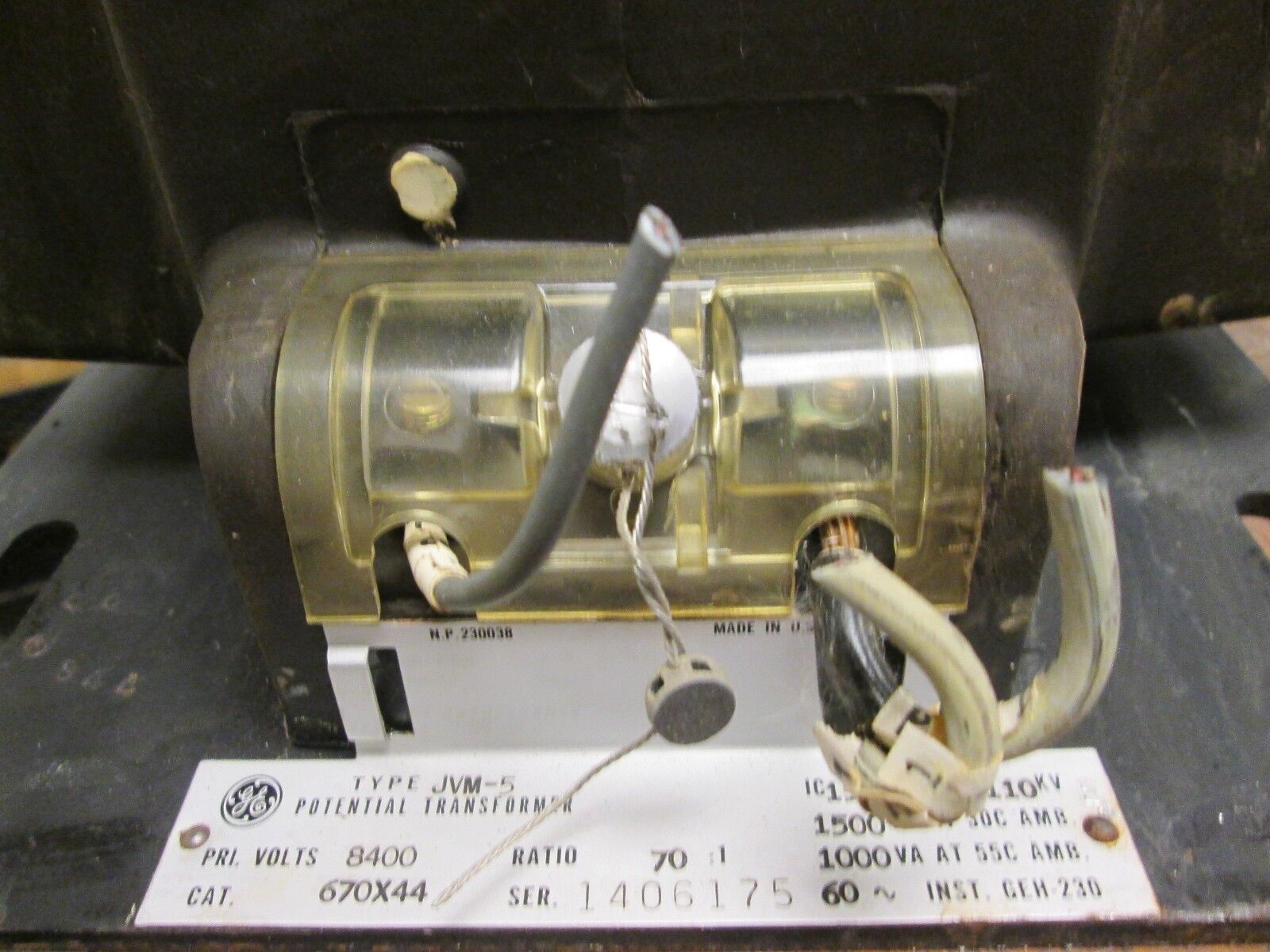 GE Type JVM-5 Potential Transformer 670X44 Pri 8400V Missing Fuse .Used.