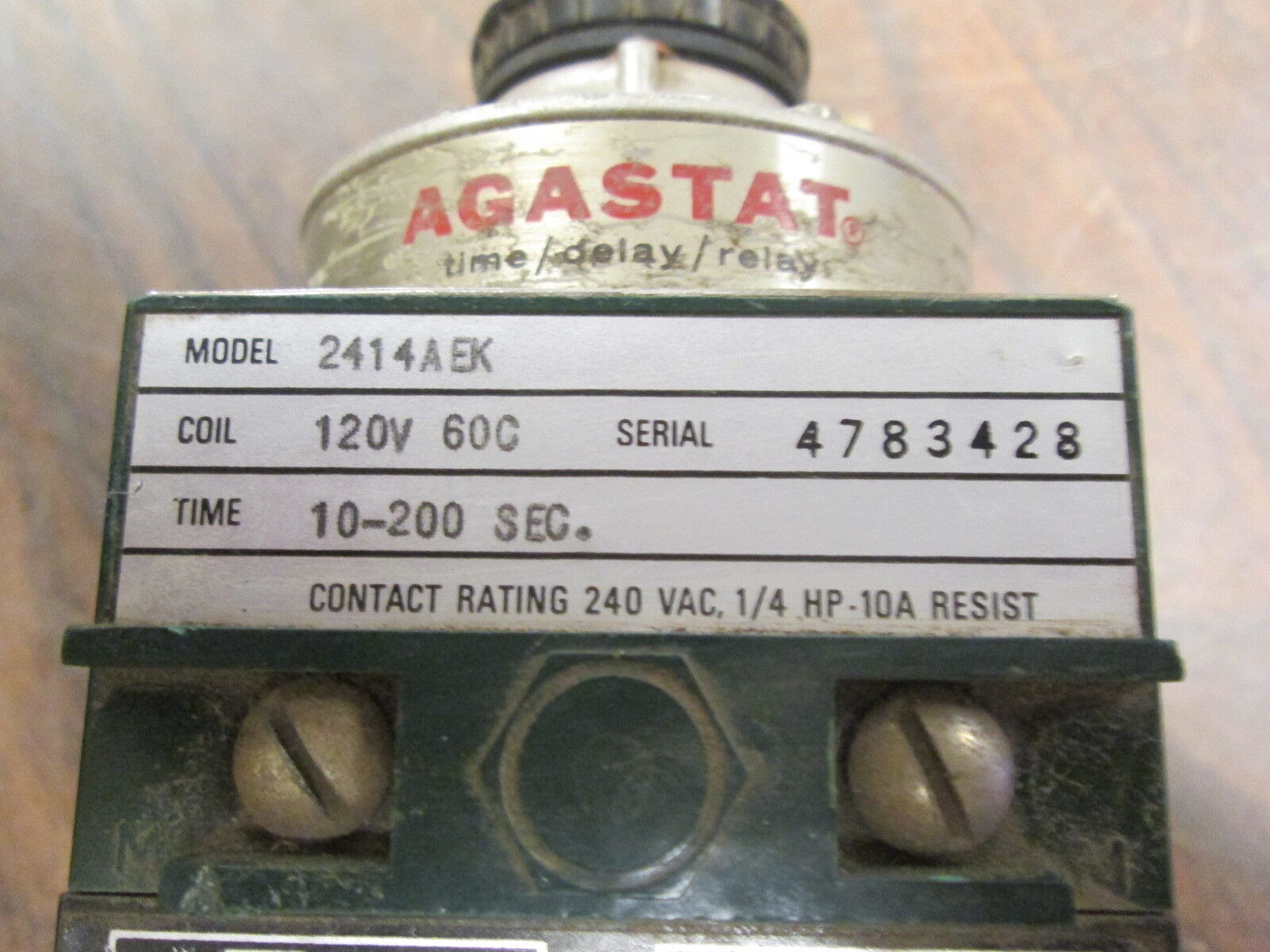 Agastat Time Delay Relay 2414AEK 120V Coil Range: 10-200sec w/ Base Used