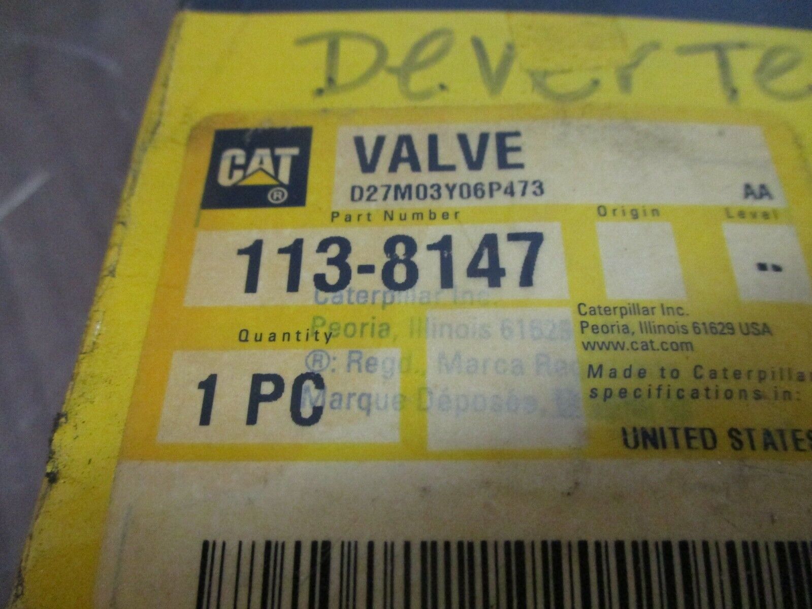 CAT Valve 113-8147 New Surplus