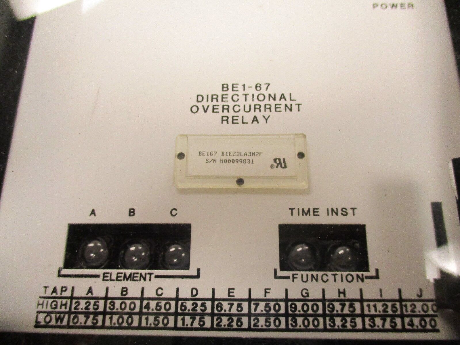 Basler Electric Directional Overcurrent Relay BE1-67 Style #: B1EZ2LA3N2F Used