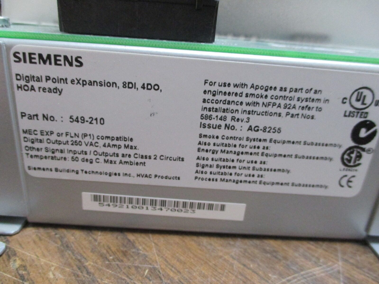 Siemens APOGEE Automation Digital Point Expansion Module 549-210 Used