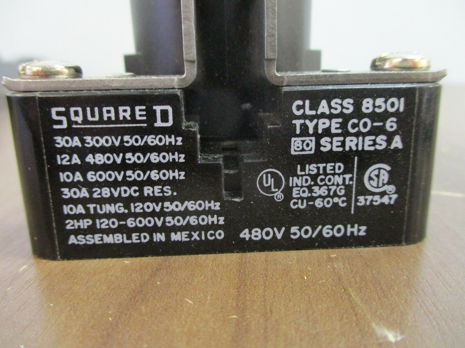 Square D Power Relay 8501 CO-6 Ser. A 480V Coil 30A 300V New Surplus