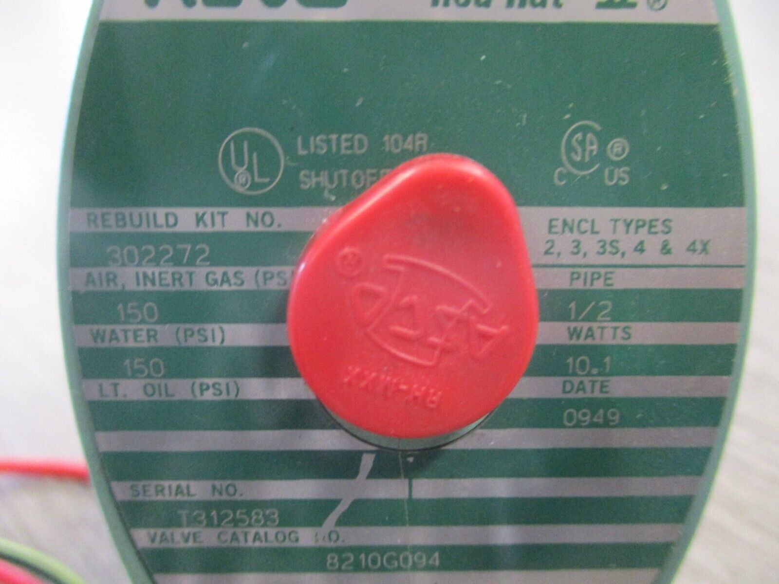 Asco Red Hat Solenoid Valve 8210G094 1/2" New Surplus