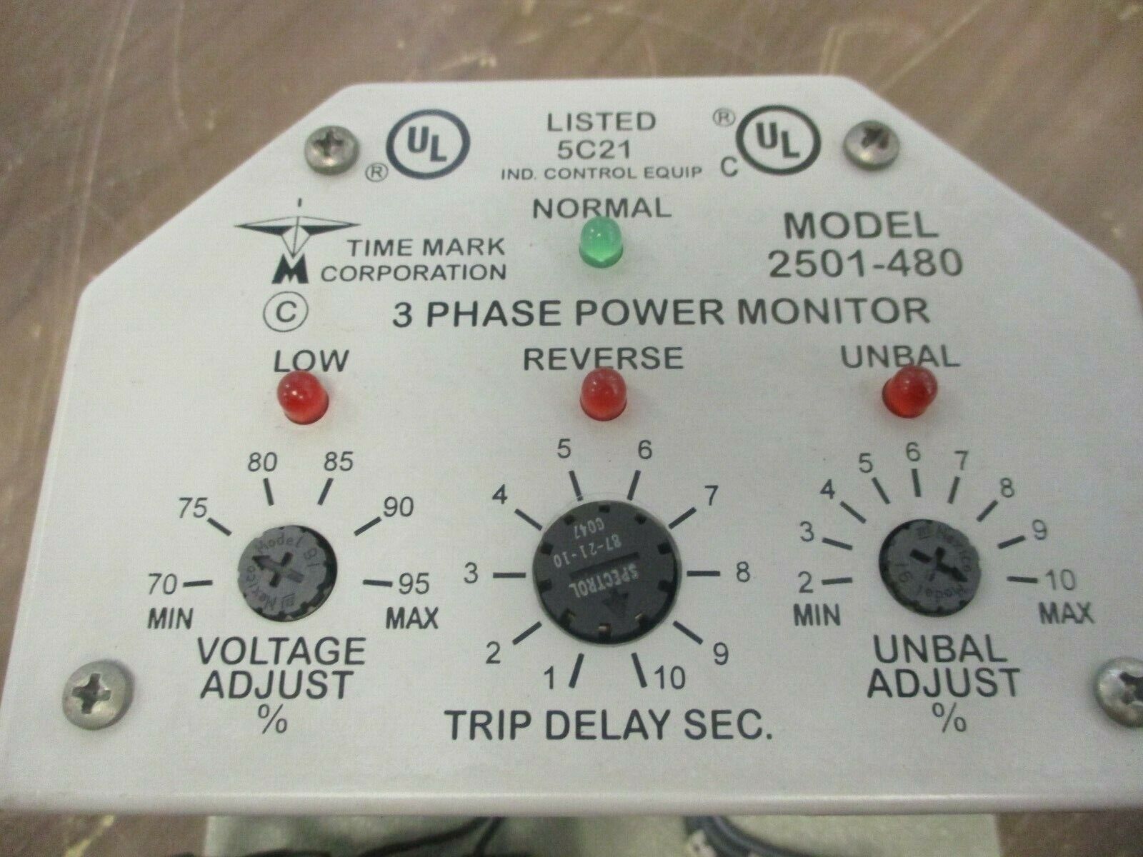 Time Mark 3 Phase Power Monitor 2501-480 Delay: 1-10 sec Used