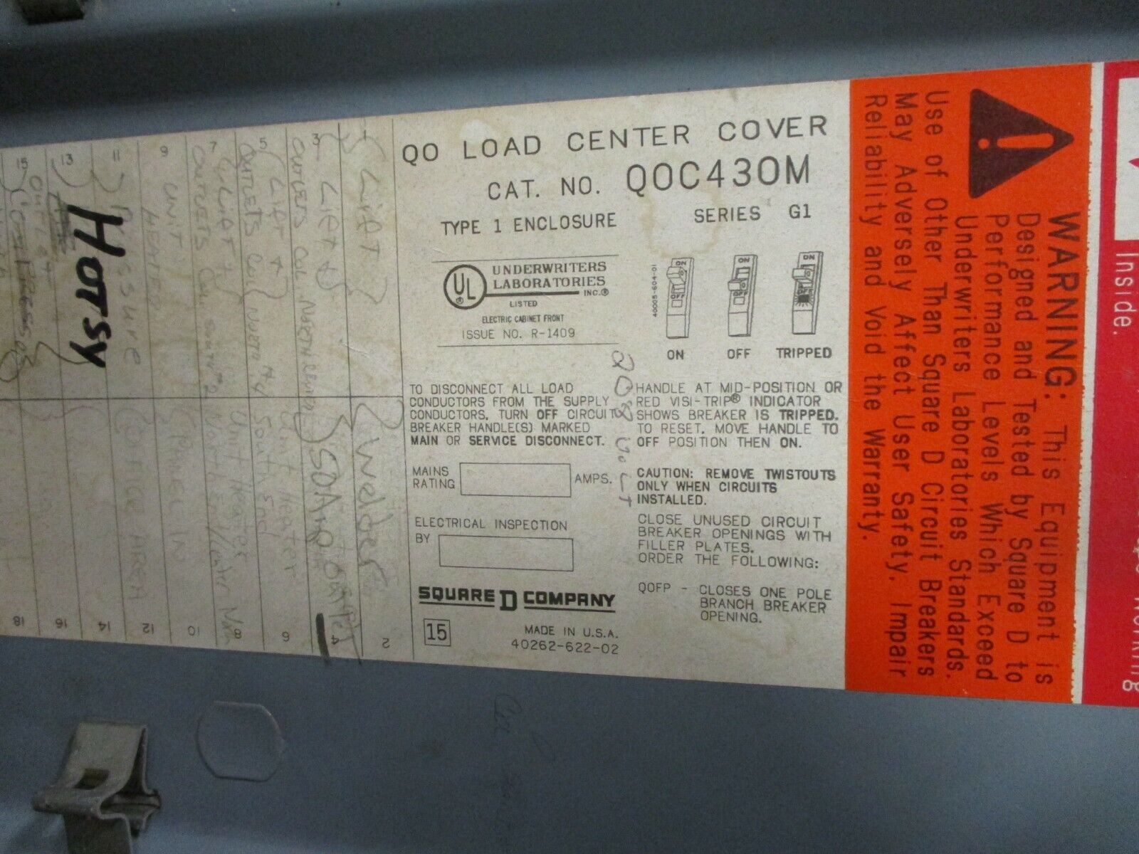 Square D Main Breaker Circuit Breaker Panel Q0C430M 125A Max Used