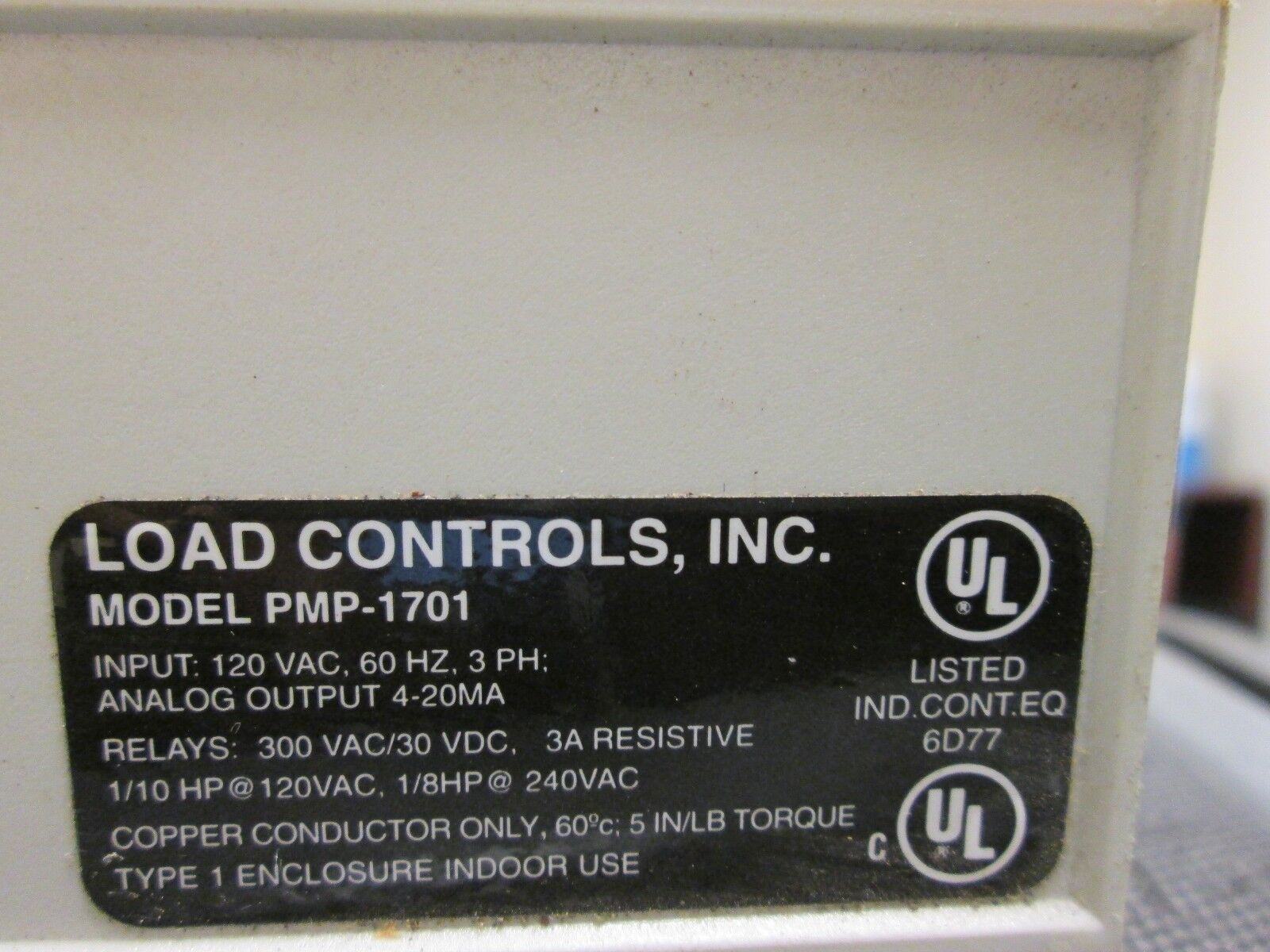 Load Controls  Display Alarm System  PMP-1701  **No Top**