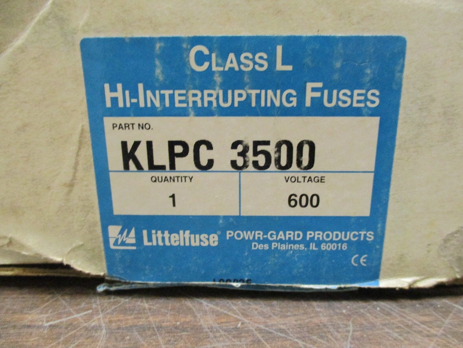 Littelfuse Hi-Interrupting Fuse KLPC 3500 600V 3500A New Surplus