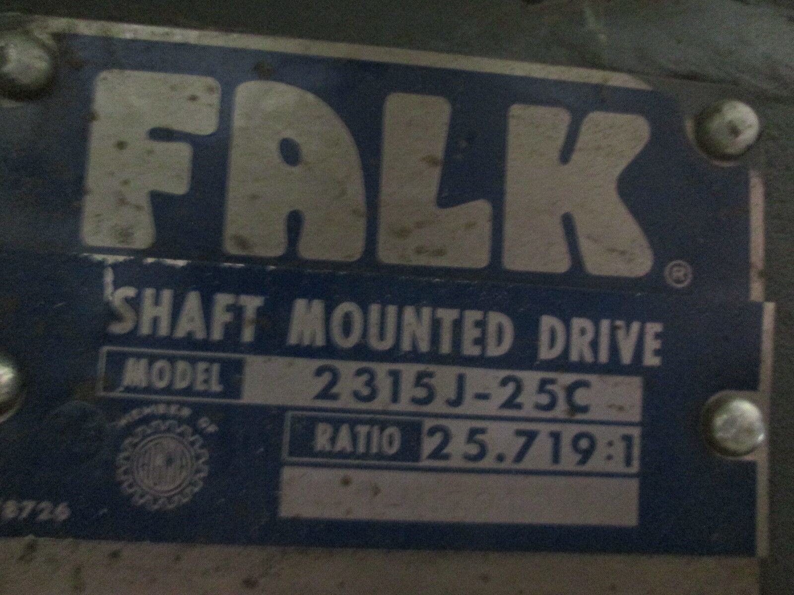 Falk Shaft Mounted Drive 2315J-25C Ratio 25.719:1 New Surplus