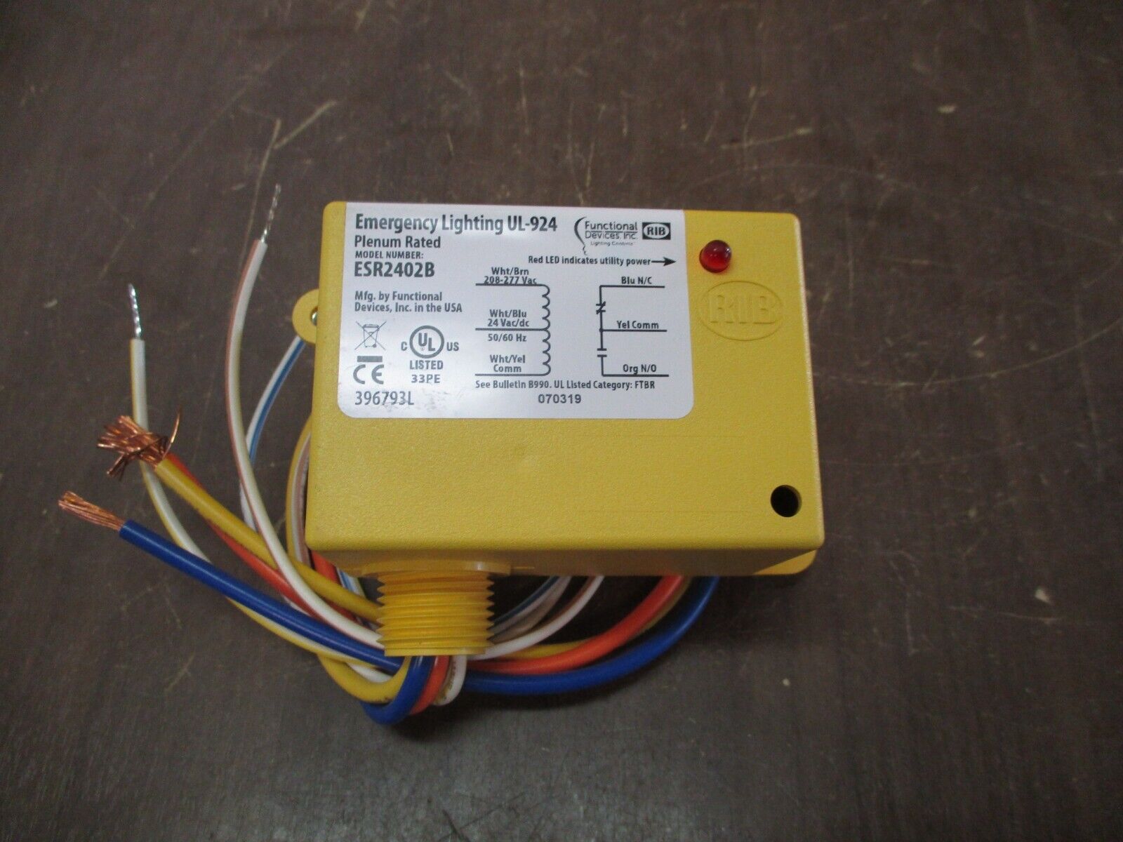 Functional Devices, Inc. RIB Emergency Lighting Relay ESR2402B 24V AC/DC UL924