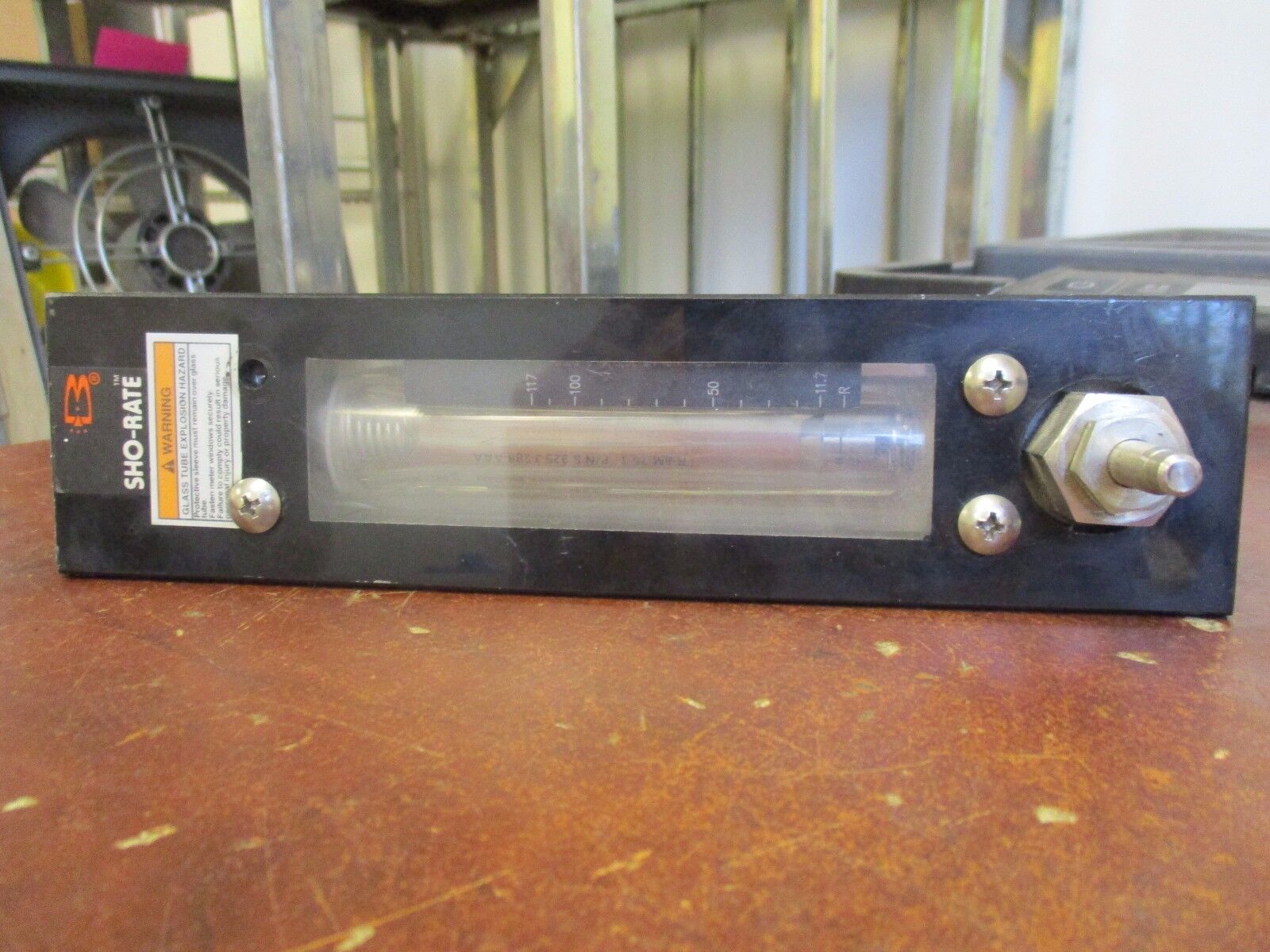 Brooks Sho-Rate Flowmeter 1358F1A2FC4B1BC Range:11.7-117 SLPM Used-Missing Screw