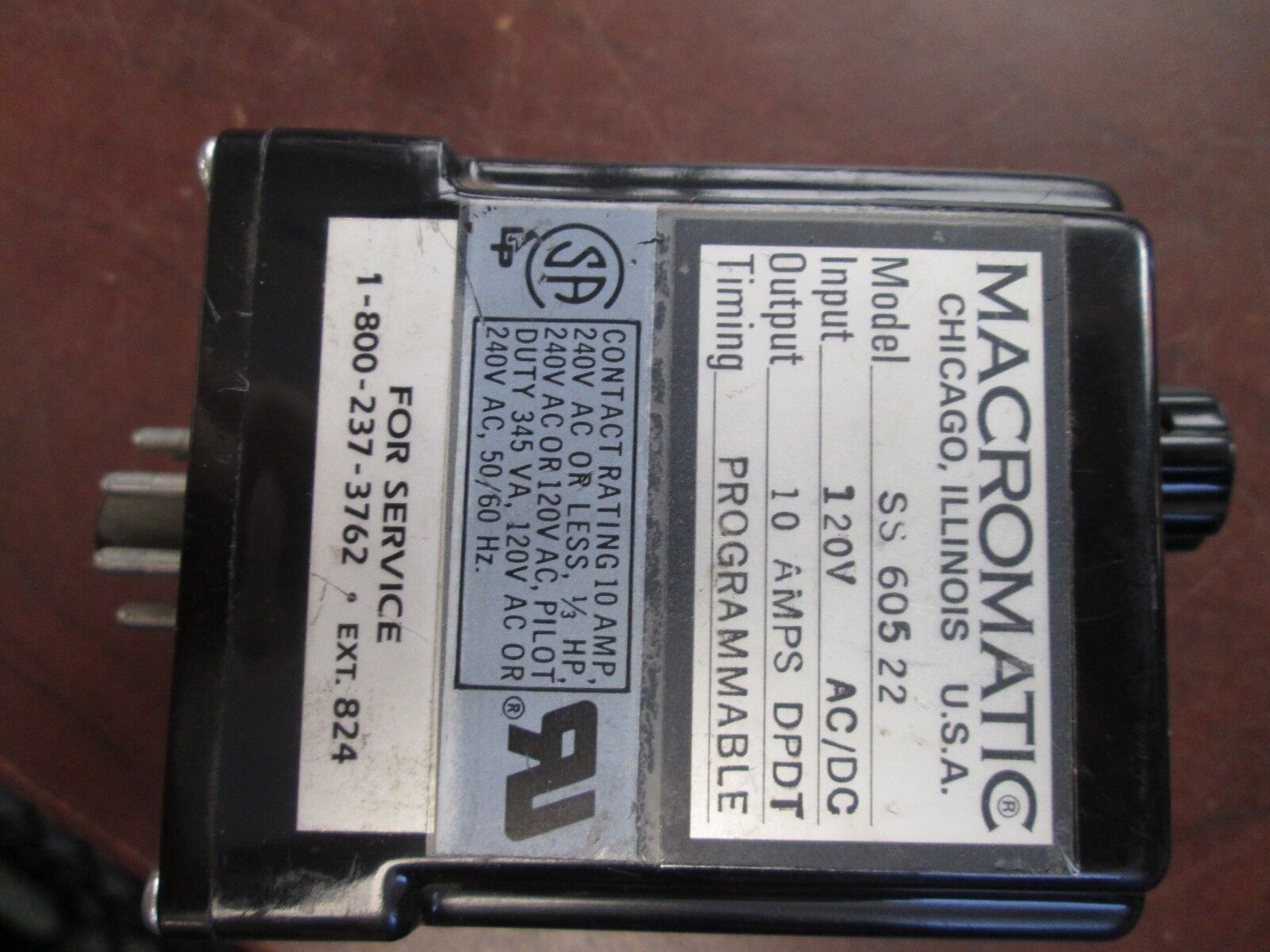 Macromatic Timing Relay SS 605 22 120VAC/DC In 10A Out Used