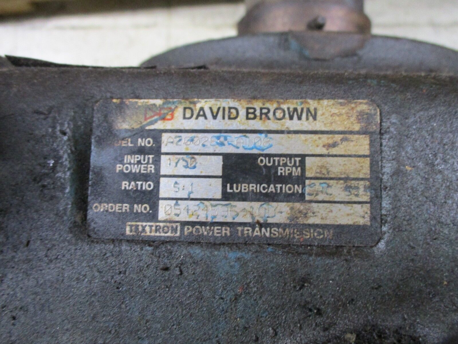David Brown Reducer A2002SR-A108 Ratio 5:1 1750 RPM In Used