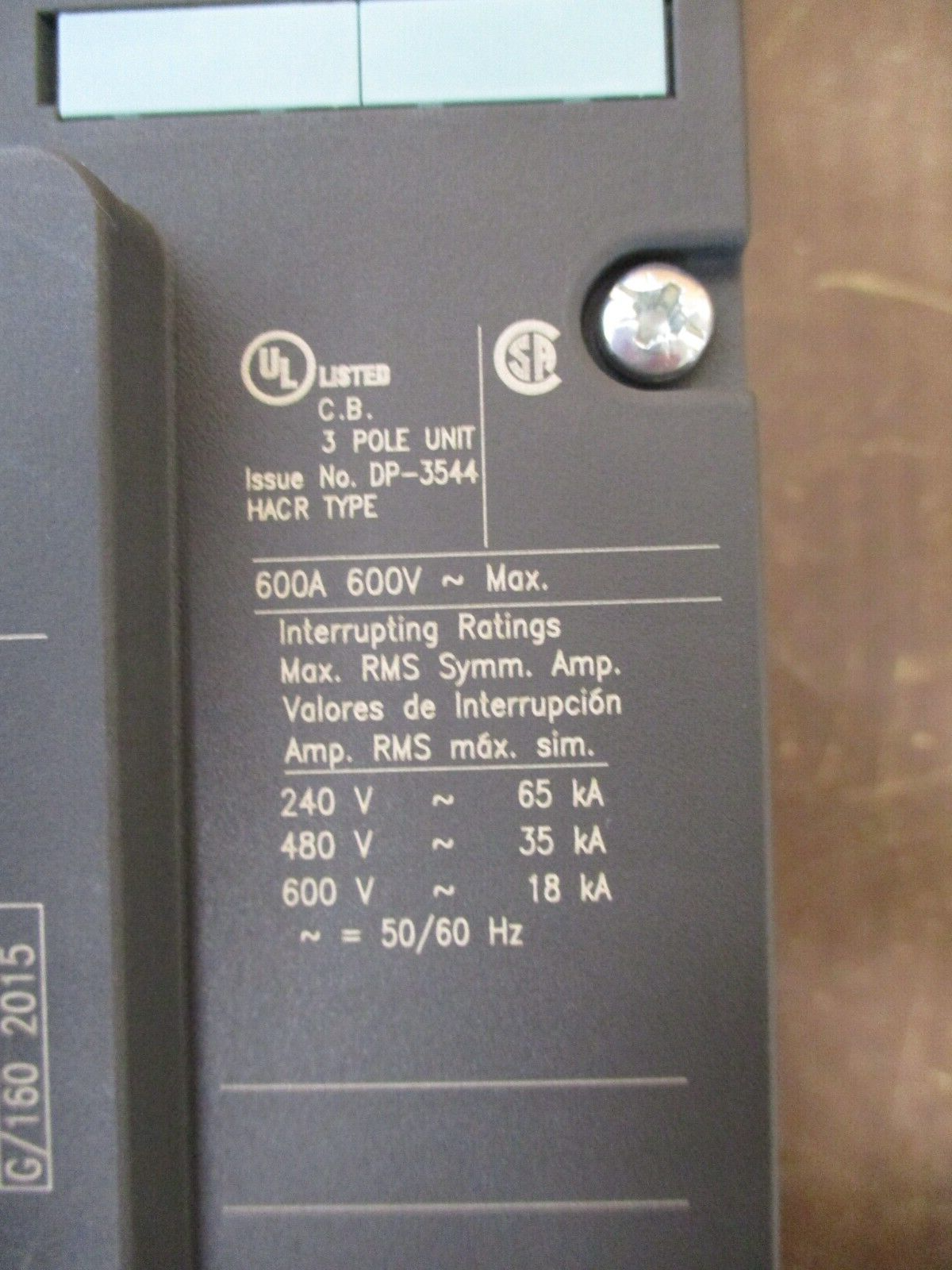 Siemens Type NLGB Circuit Breaker NLK3R600 600A 600V 3P Used