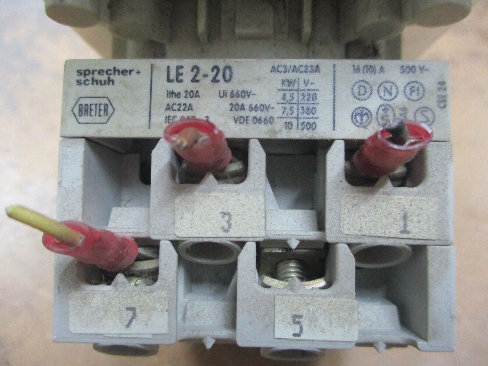 Sprecher+Schuh Rotary Switch LE 2-20 20A 600V Used