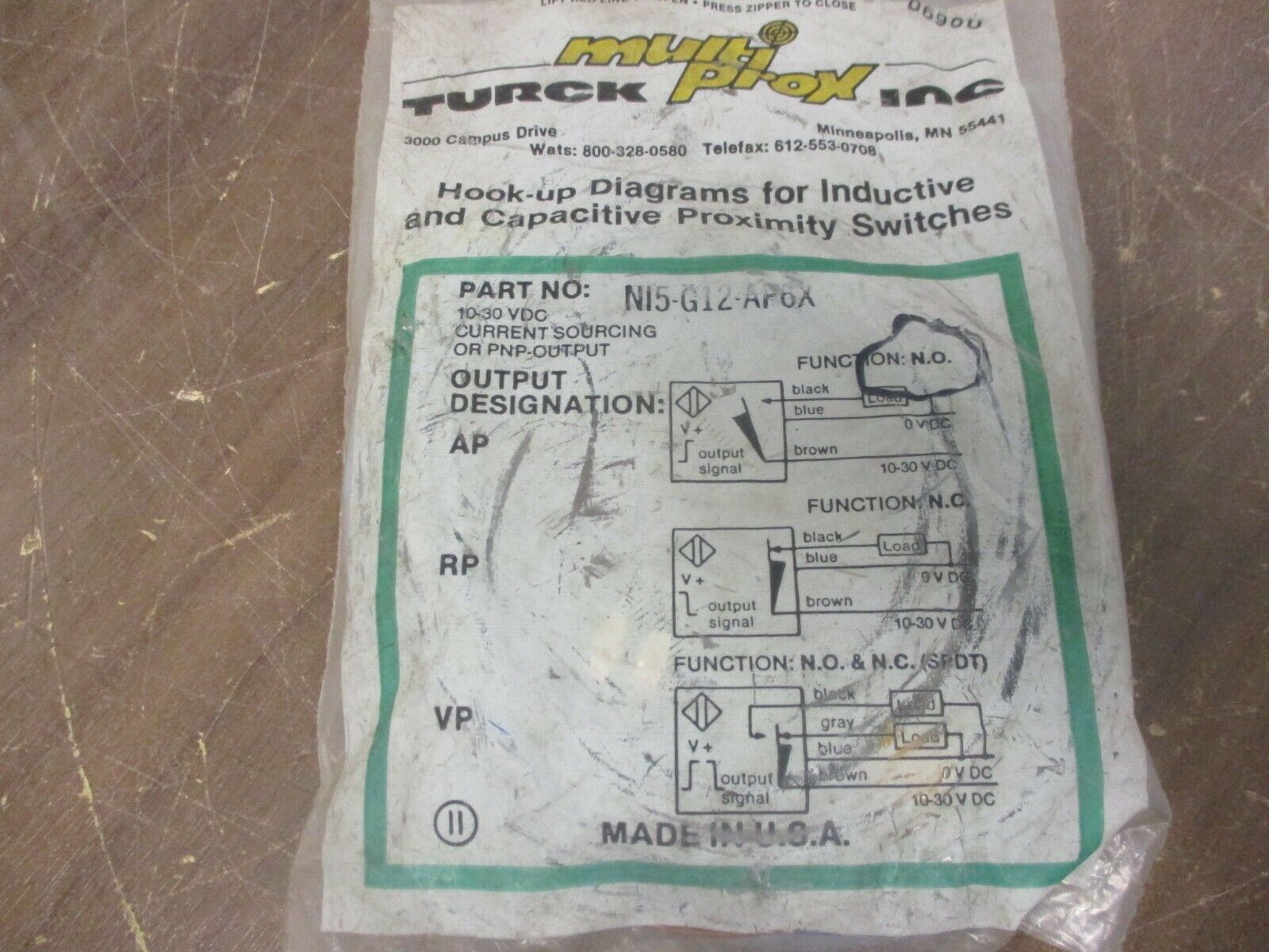 Turck Multi Prox Proximity Switch NI5-G12-AP6X 10-30VDC New Surplus