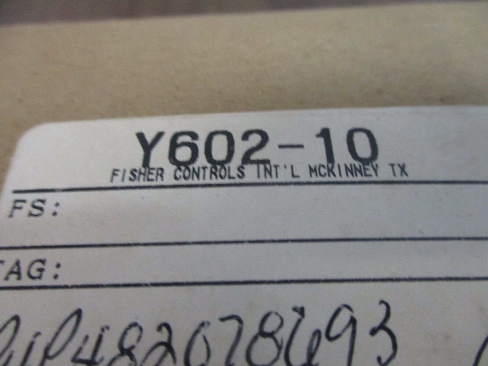 Fisher Vent Assembly Y602-10 New Surplus