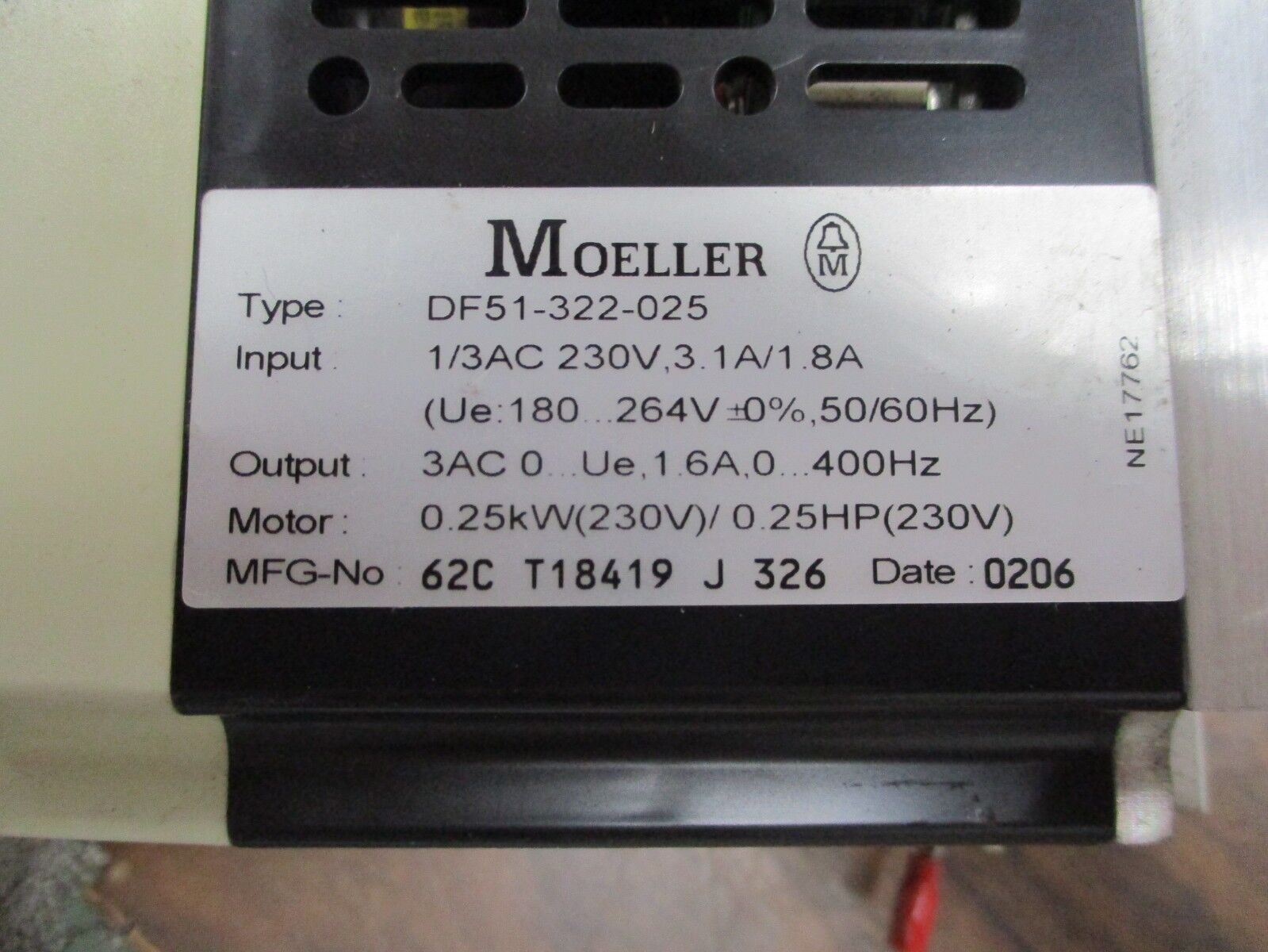 Moeller AC Drive DF51-322-025 0.25HP, *Broken Knob* Used