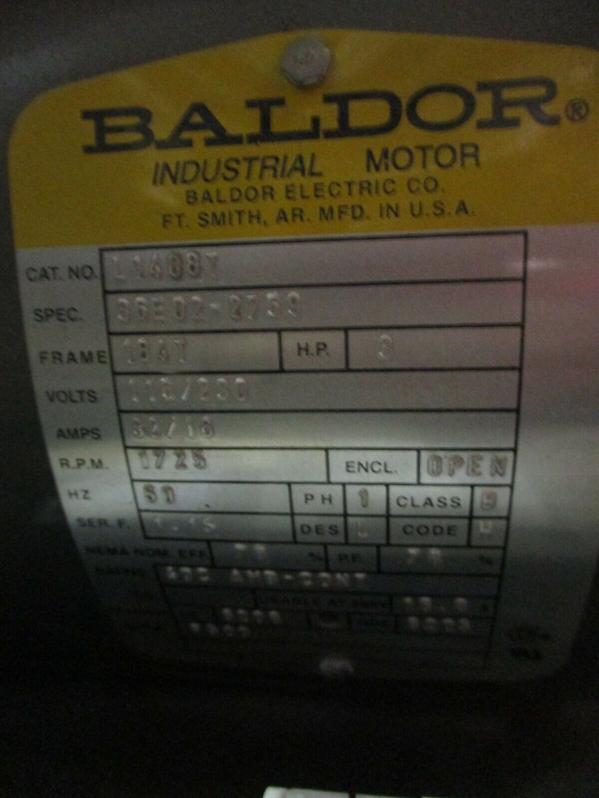 Orion Dry-Pump Package KRS7 A 3HP 1800RPM 115/230V 1Ph 60Hz Used