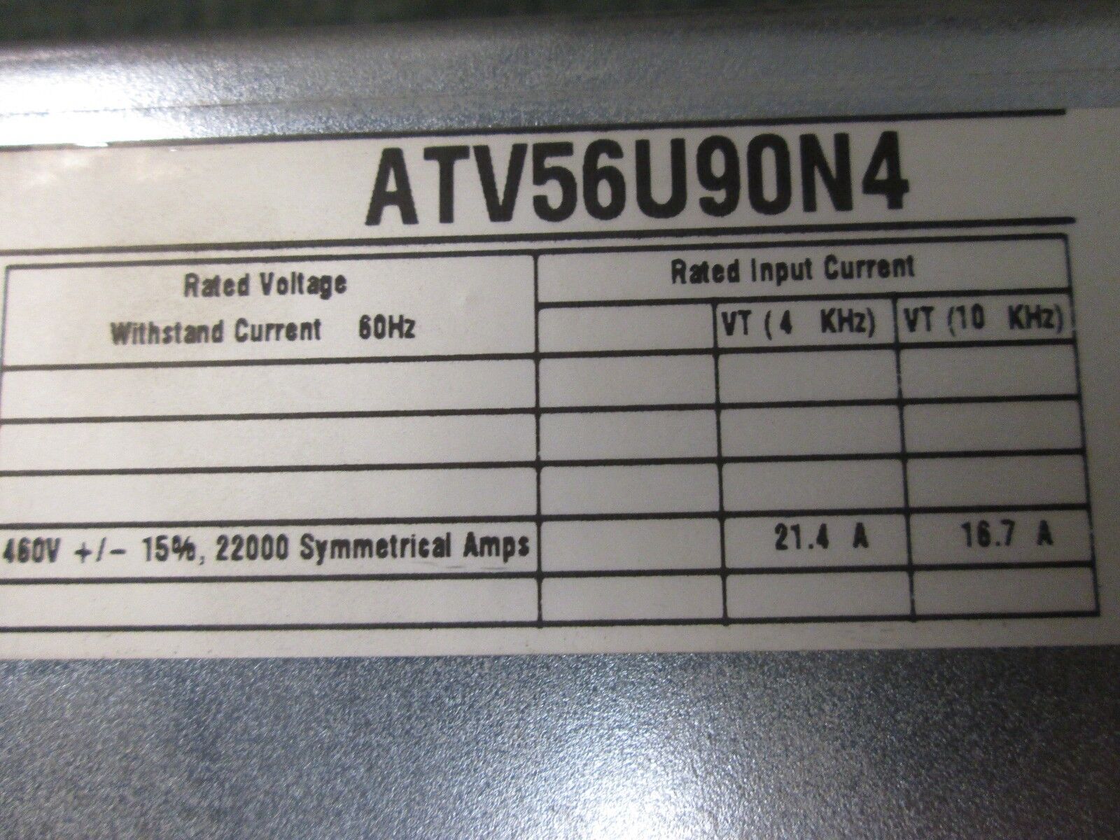 Square D Altivar 56 AC Drive ATV56U90N4 10HP Used