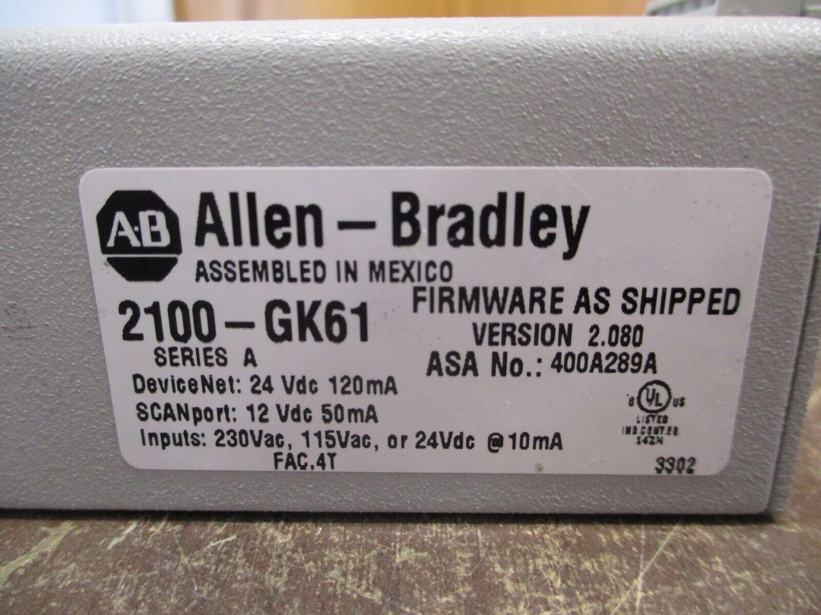 Allen-Bradley DeviceNet Comm Module 2100-GK61 FRN: 2.080 Series A w/ Cable Used