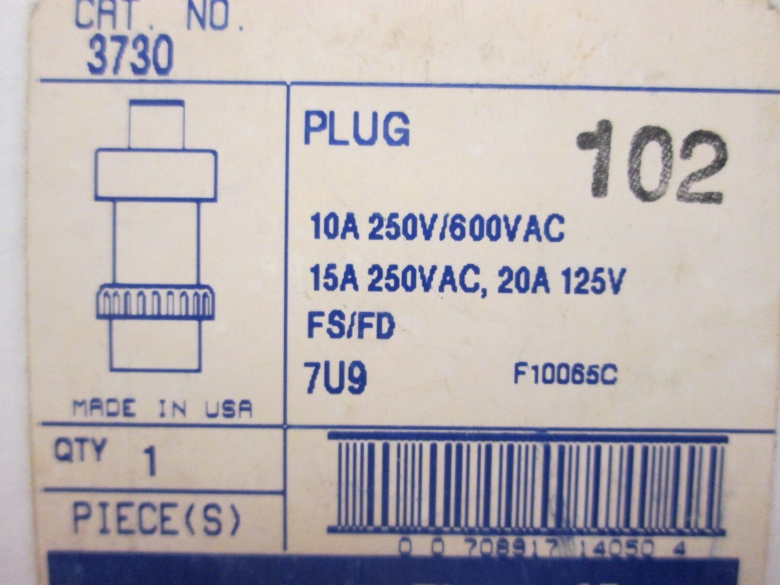 Thomas & Betts Plug 3730 10A 600VAC 3P 4W New Surplus