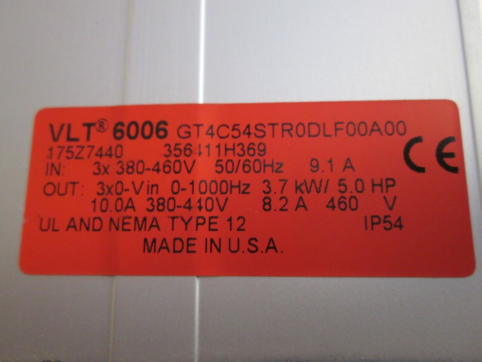 Danfoss VLT 6006 AC Drive 175Z7440 5HP 460V 0-1000HZ Used