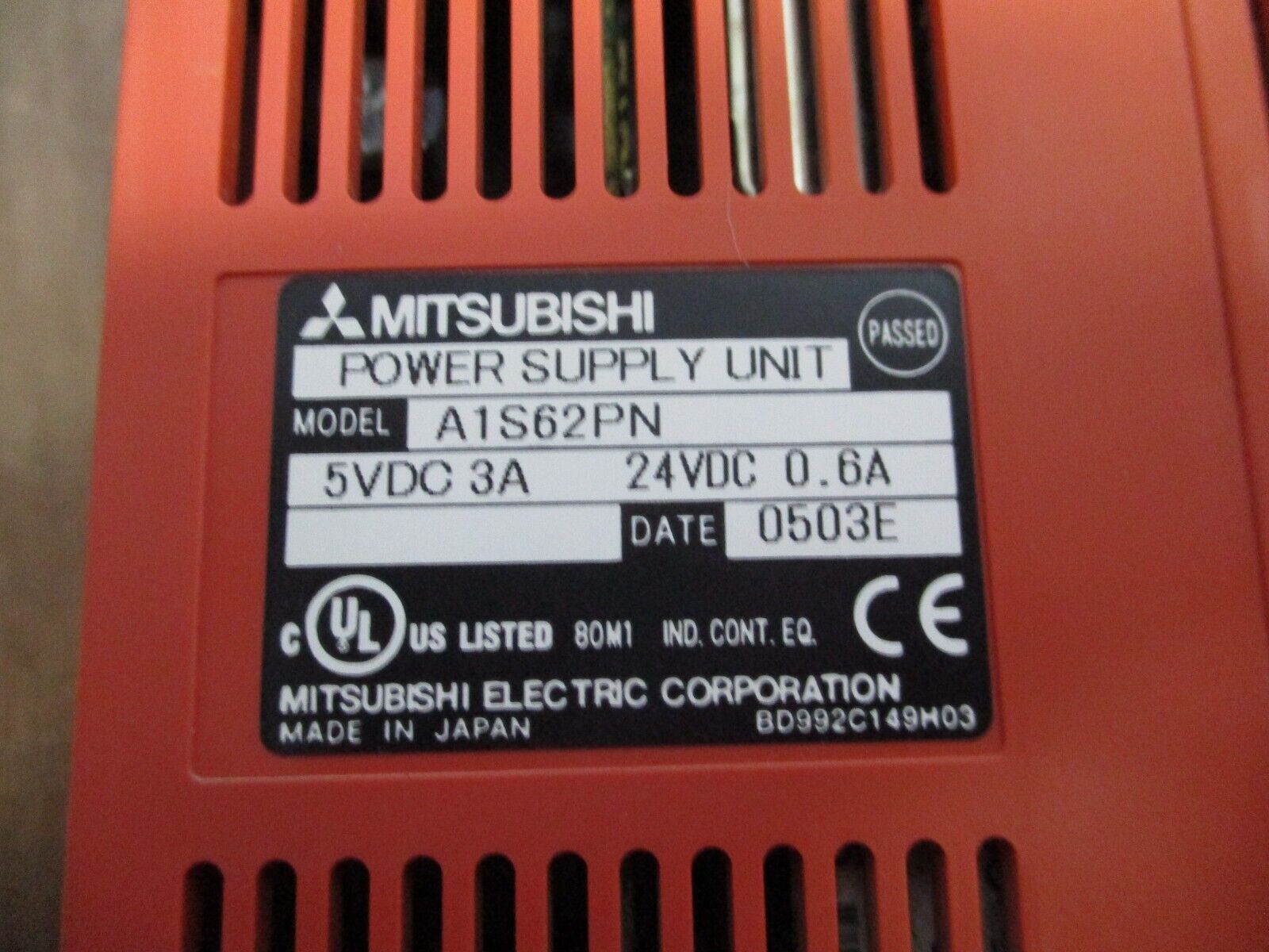 Mitsubishi Power Supply Unit A1S62PN 5VDC 3A, 24VDC 0.6A Used