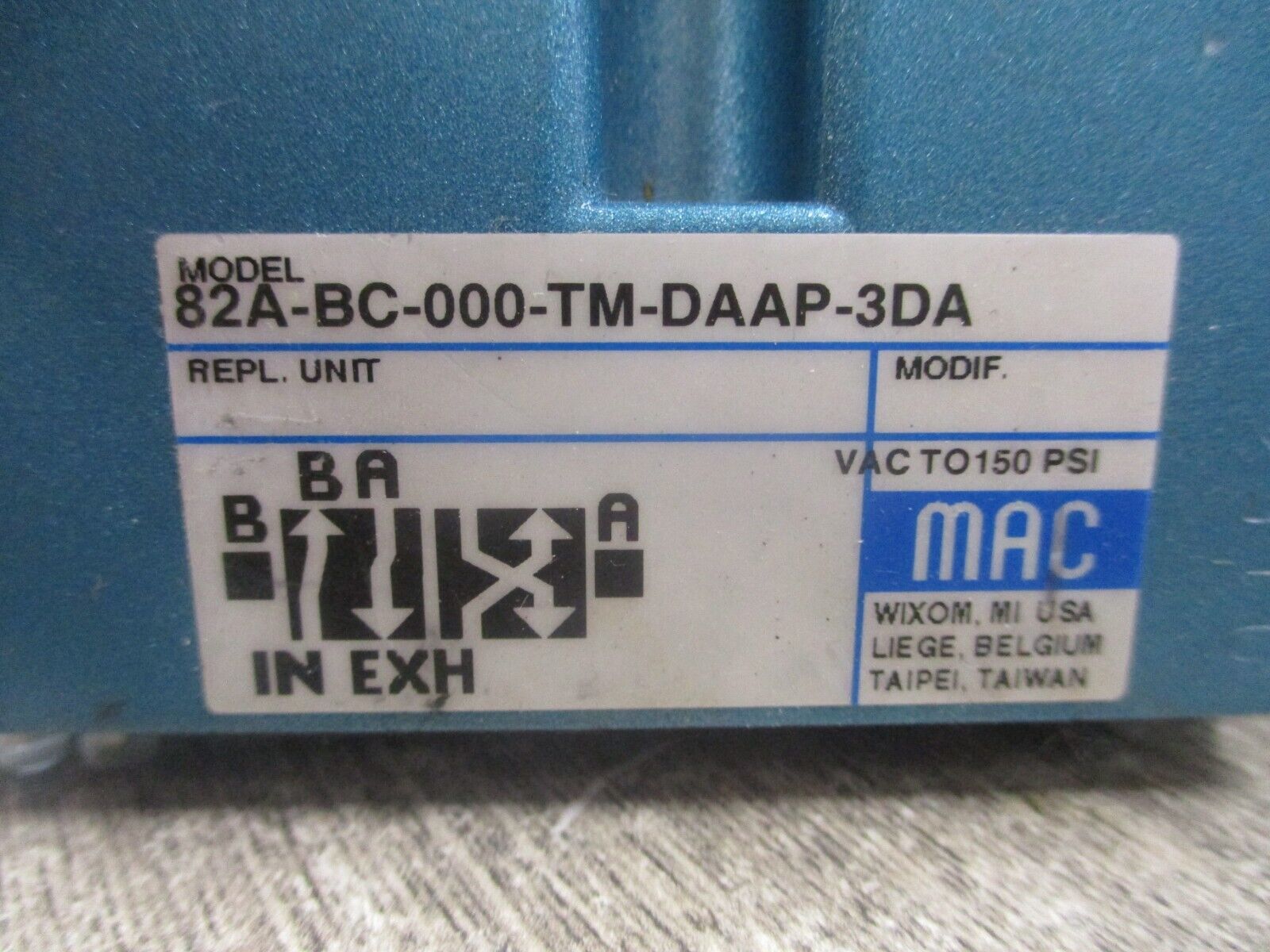 MAC Solenoid Valve 82A-BC-000-TM-DAAP-3DA Used