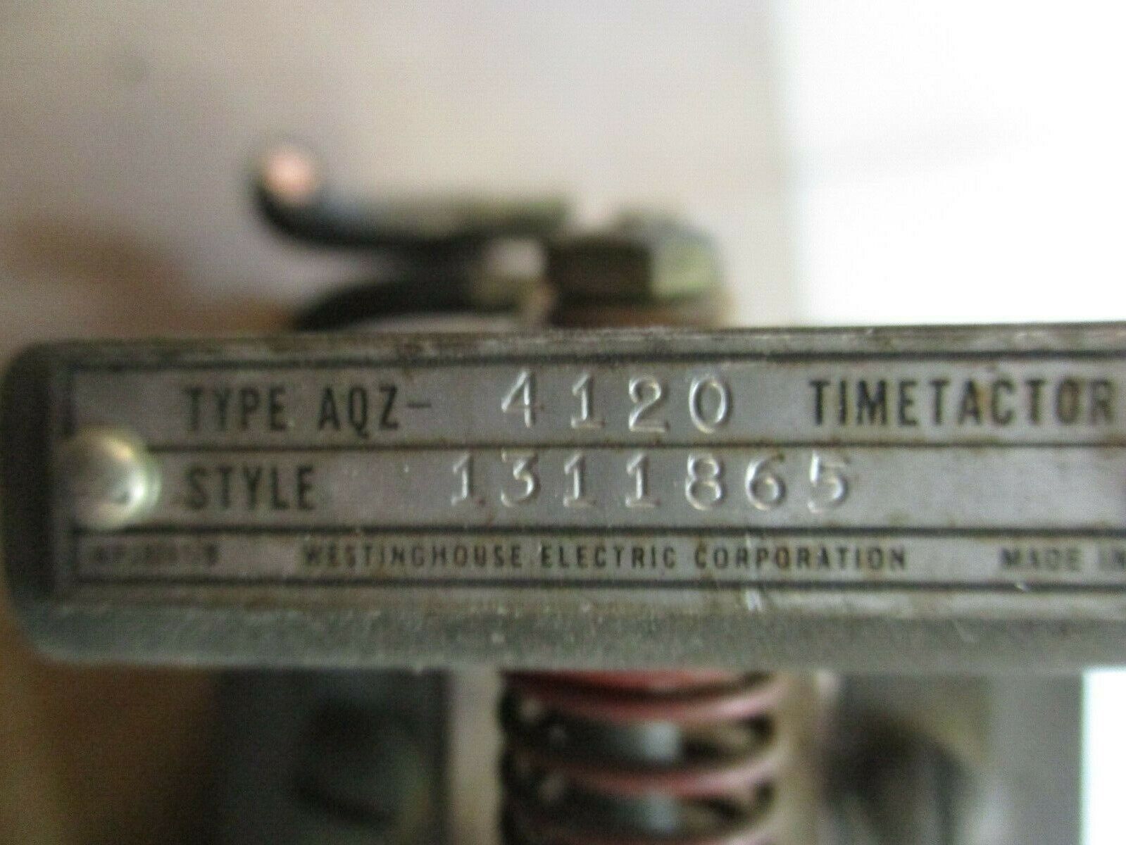 Westinghouse Timetactor Timing Relay AQZ-4120 Style: 1311863 125VDC Used