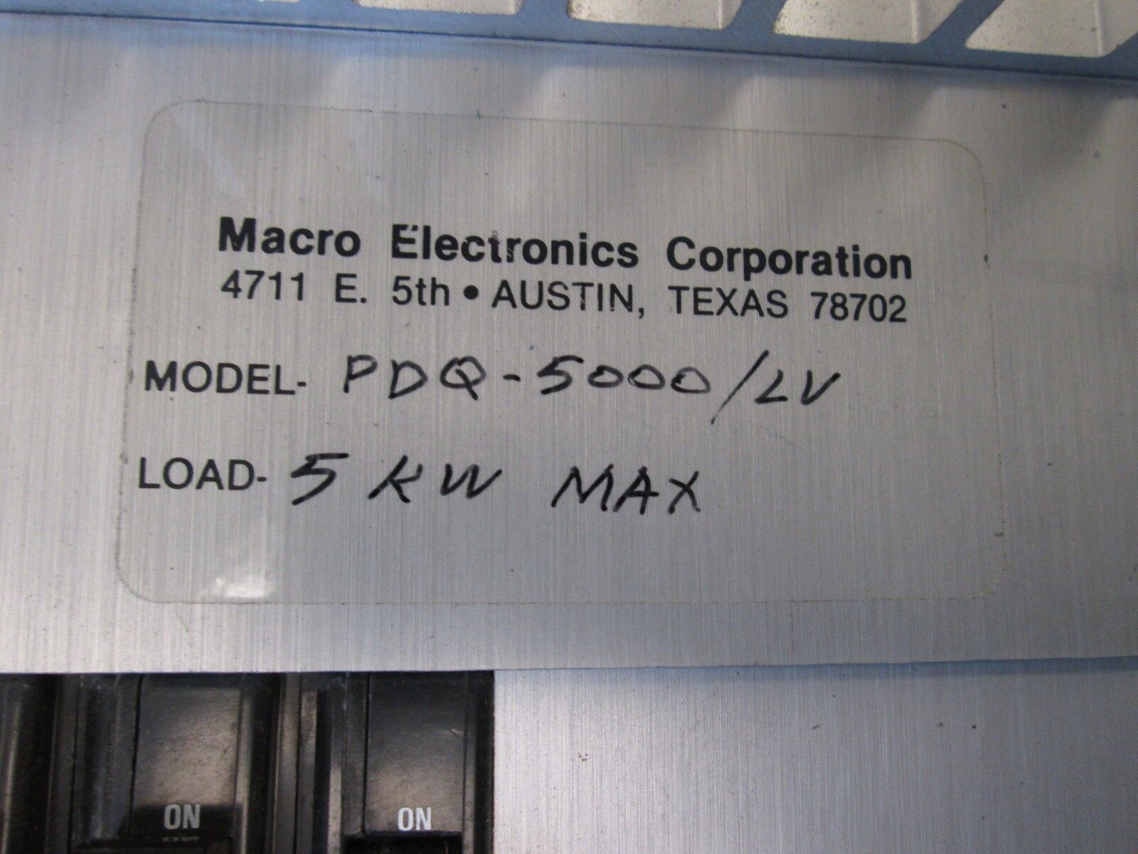 Macro Electronics Miscellaneous Switchboard PDQ-5000/LV 88H9 5KW Used