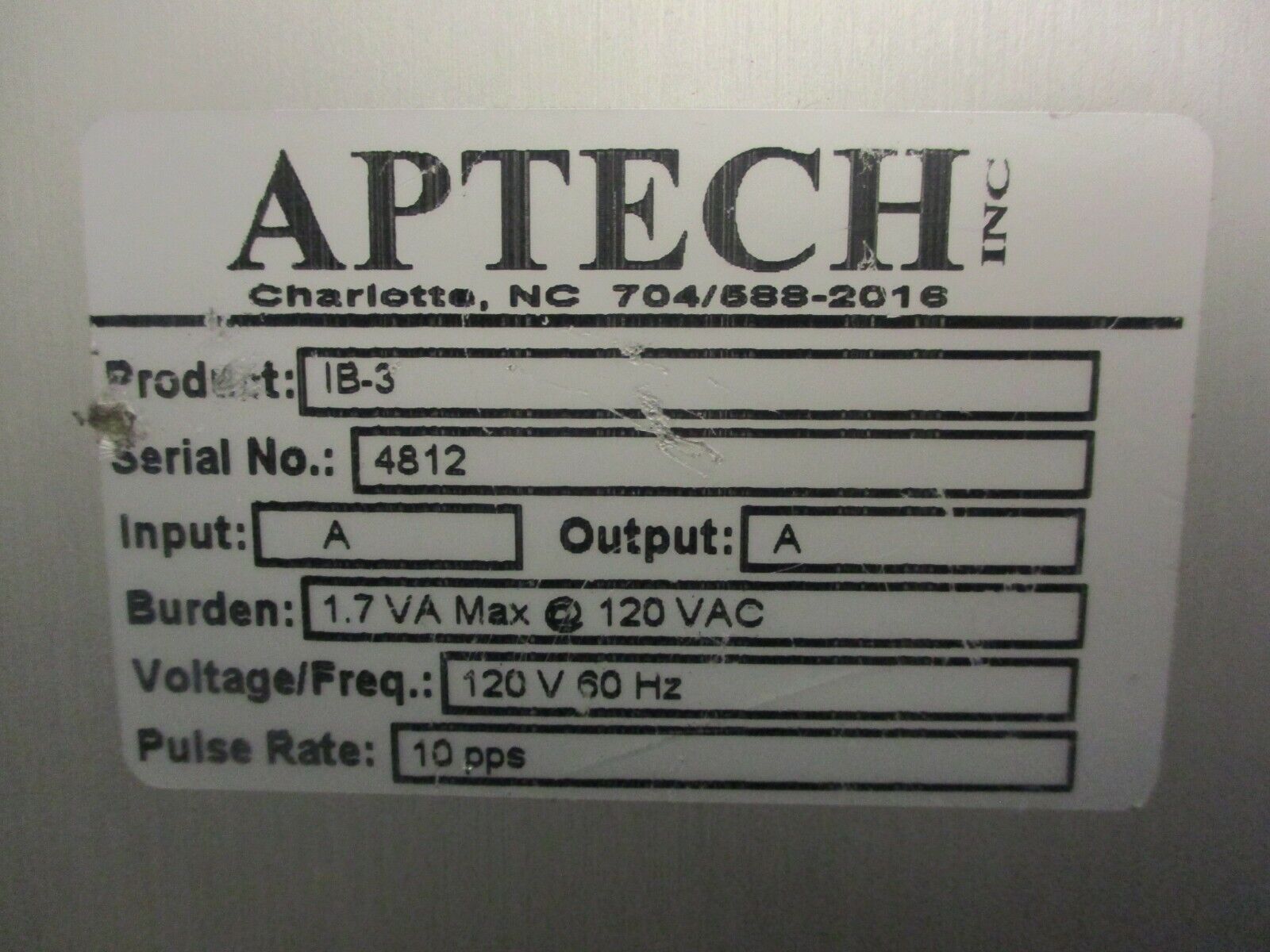 AP Tech Pulse Rate Board IB-3 10 PPS 120V 60Hz Used