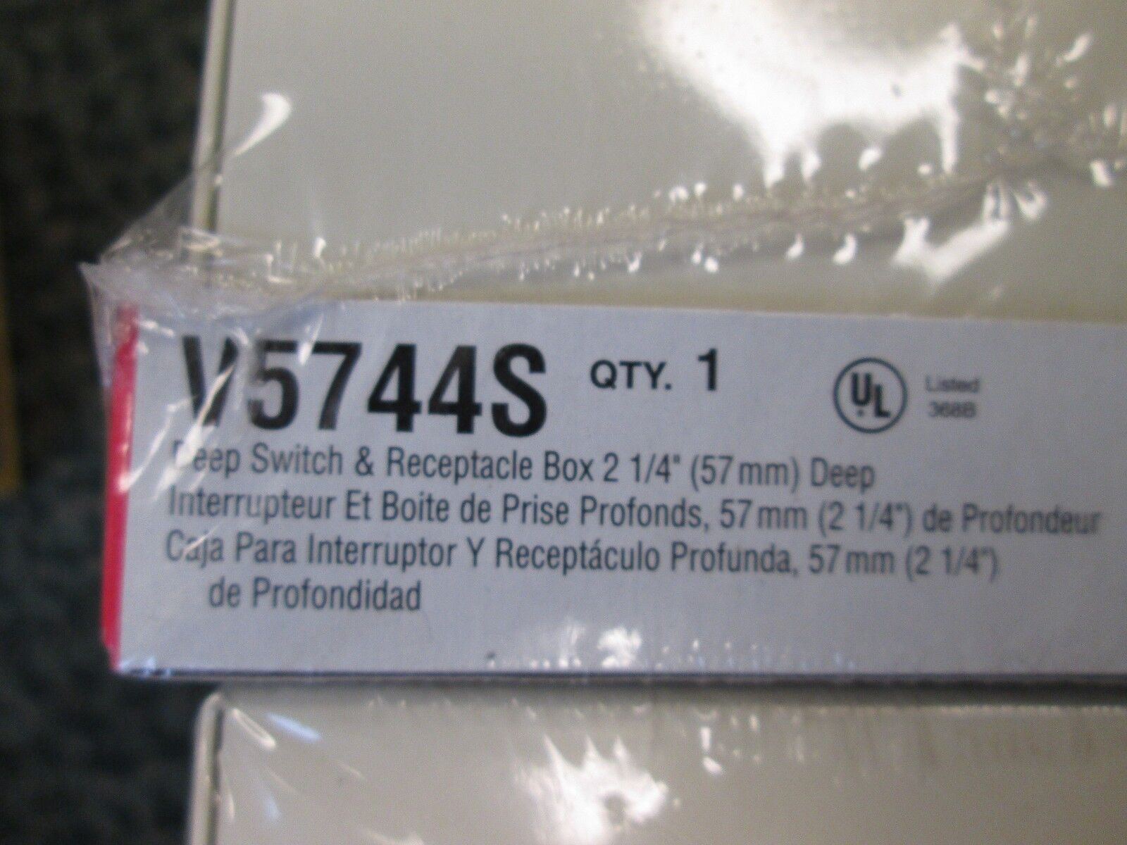 Wiremold Deep Outlet Box V5744S 2-1/4" Deep *Lot of 2* Single Gang New Surplus