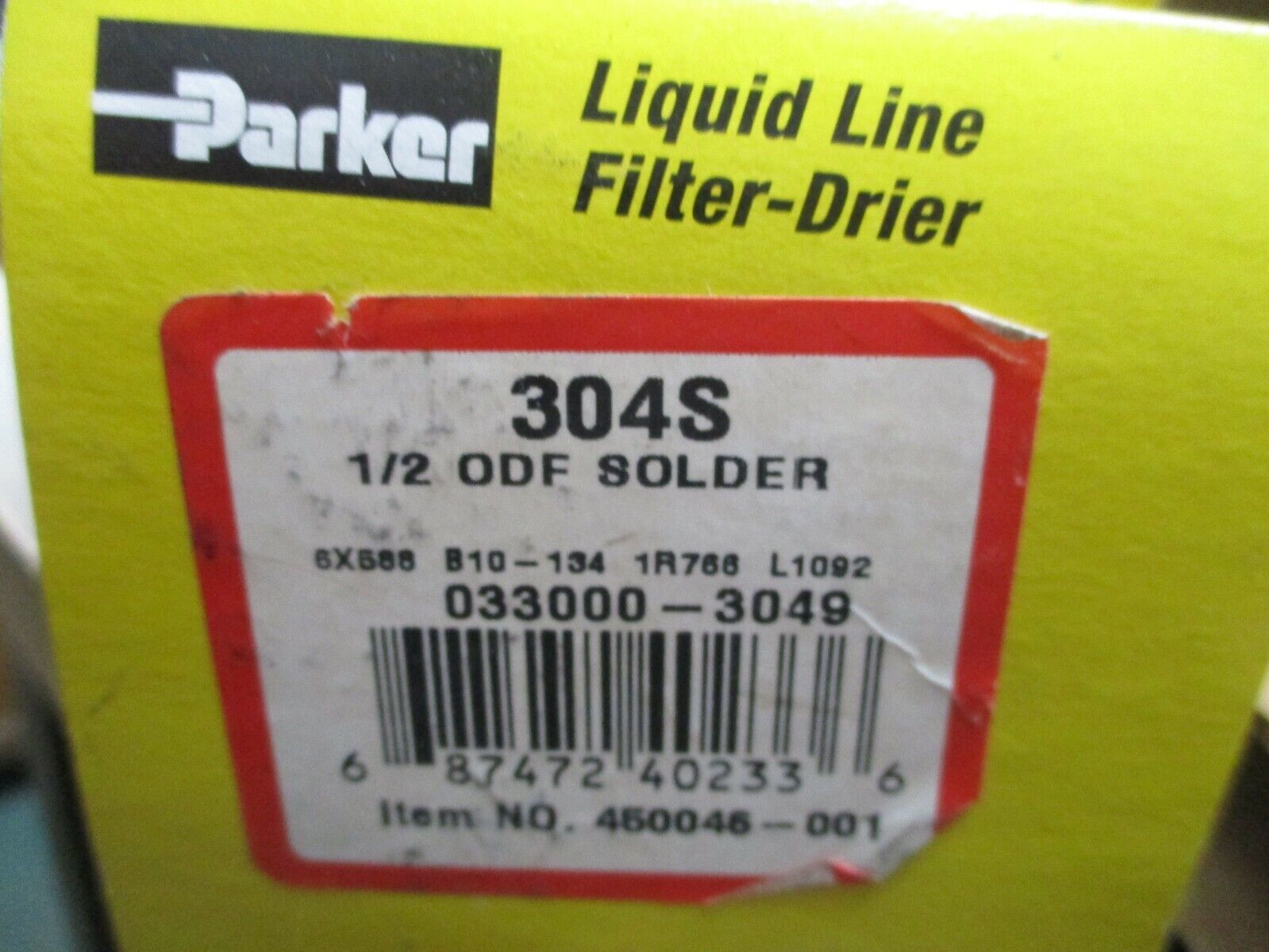 Parker Liquid Line Filter-Drier 304S 1/2" ODF Solder New Surplus