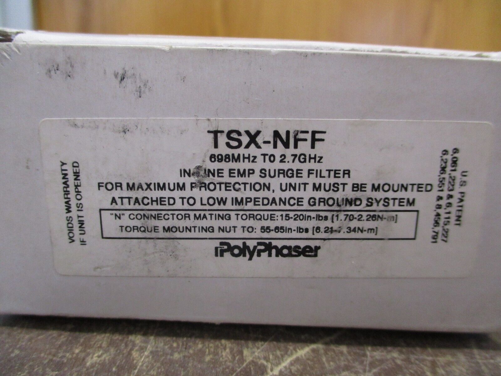 Polyphaser In-Line EMP Surge Filter TSX-NFF 698MHz-2.7GHz New Surplus