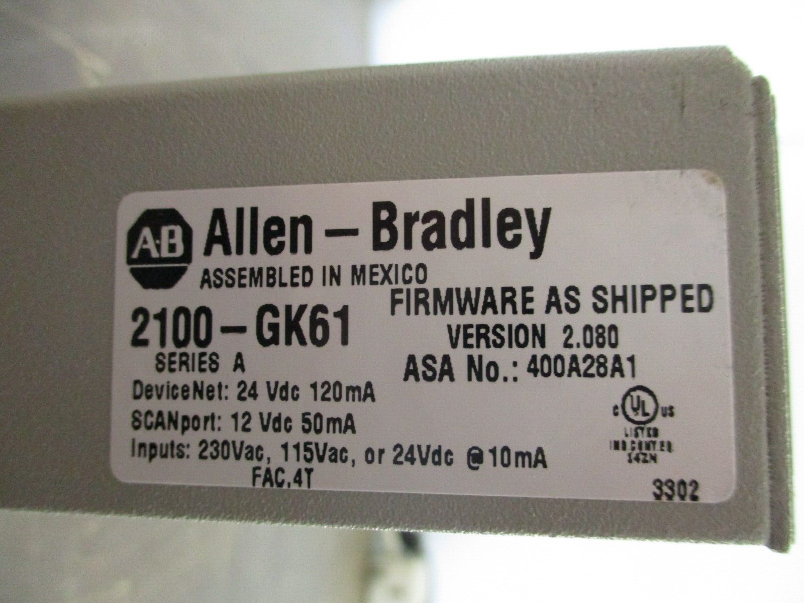 Allen-Bradley DeviceNet Comm Module 2100-GK61 FRN: 2.080 Series A Used