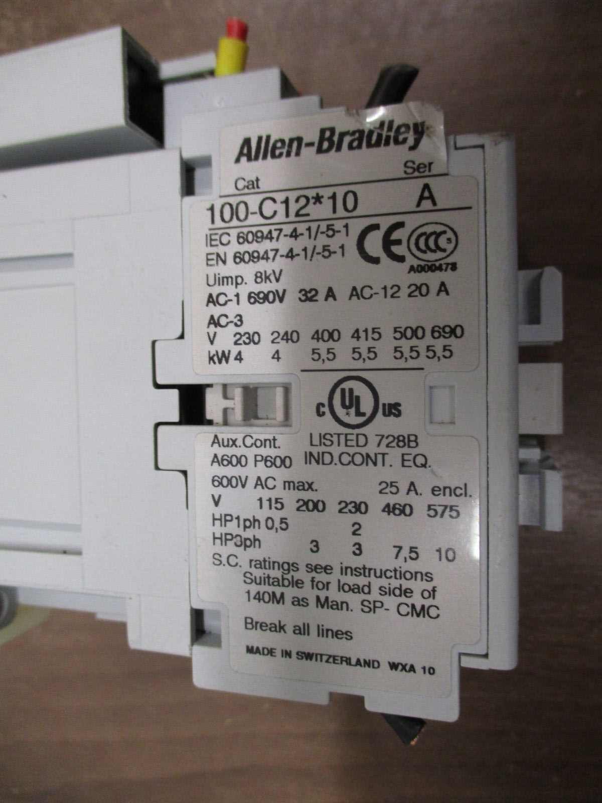 Allen-Bradley Contactor 100-C12*10 24V Coil 25A 600V *Chipped Top* Used