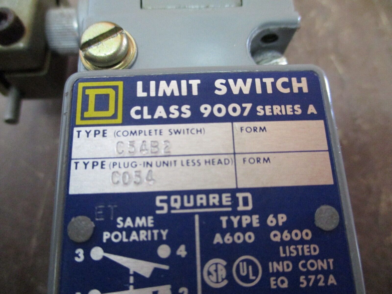 Square D Limit Switch 9007 C54B2 Ser. A Type 6P Used