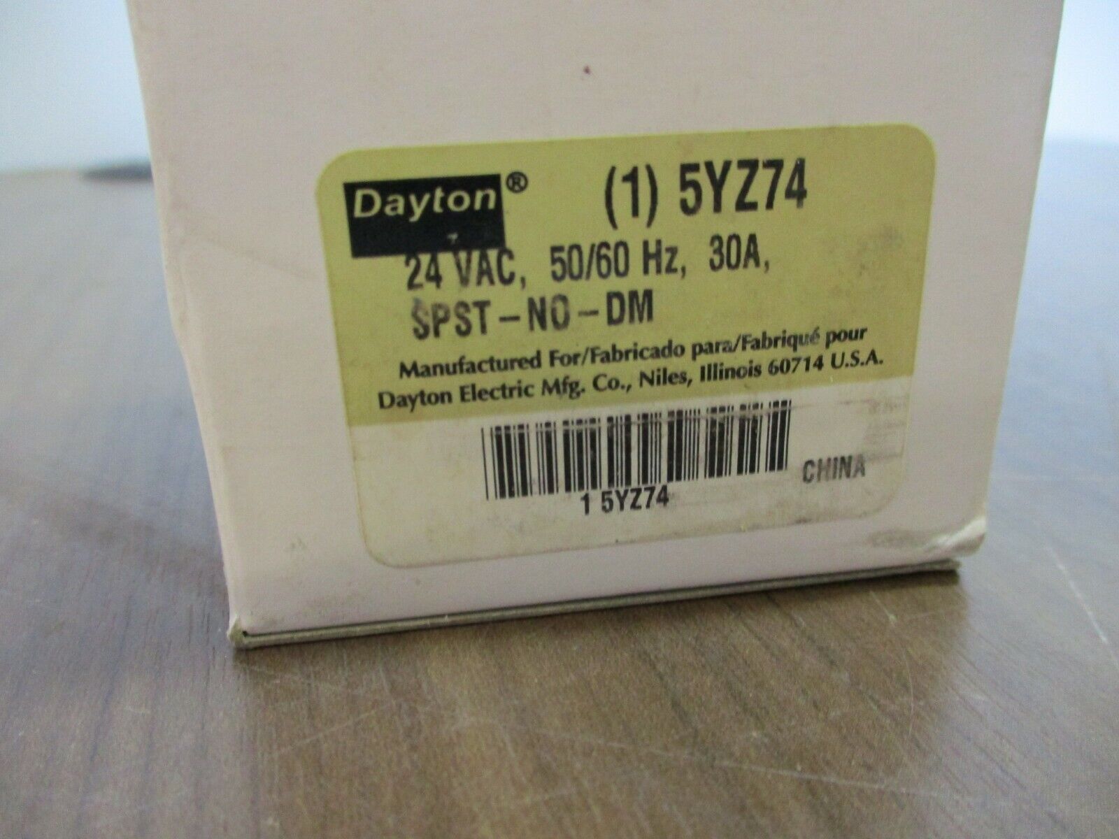 Dayton, Relay, Part #: 5YZ74 24VAC, 50/60Hz, 30A, New Surplus